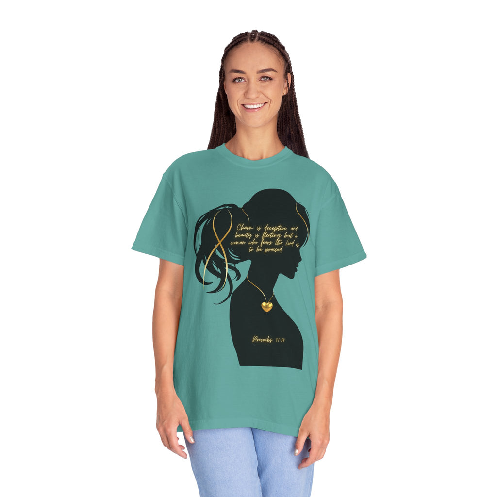 Proverbs 31:30 Gold Heart- T-Shirt