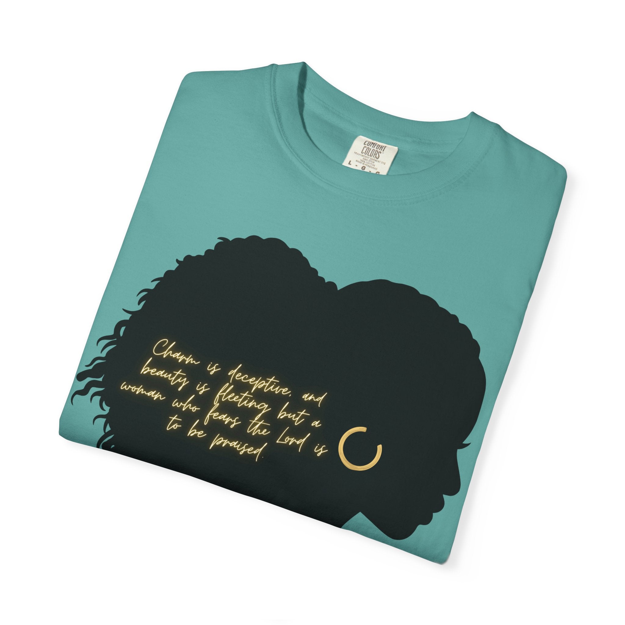 Proverbs 31:30 Gold Earring - T-Shirt