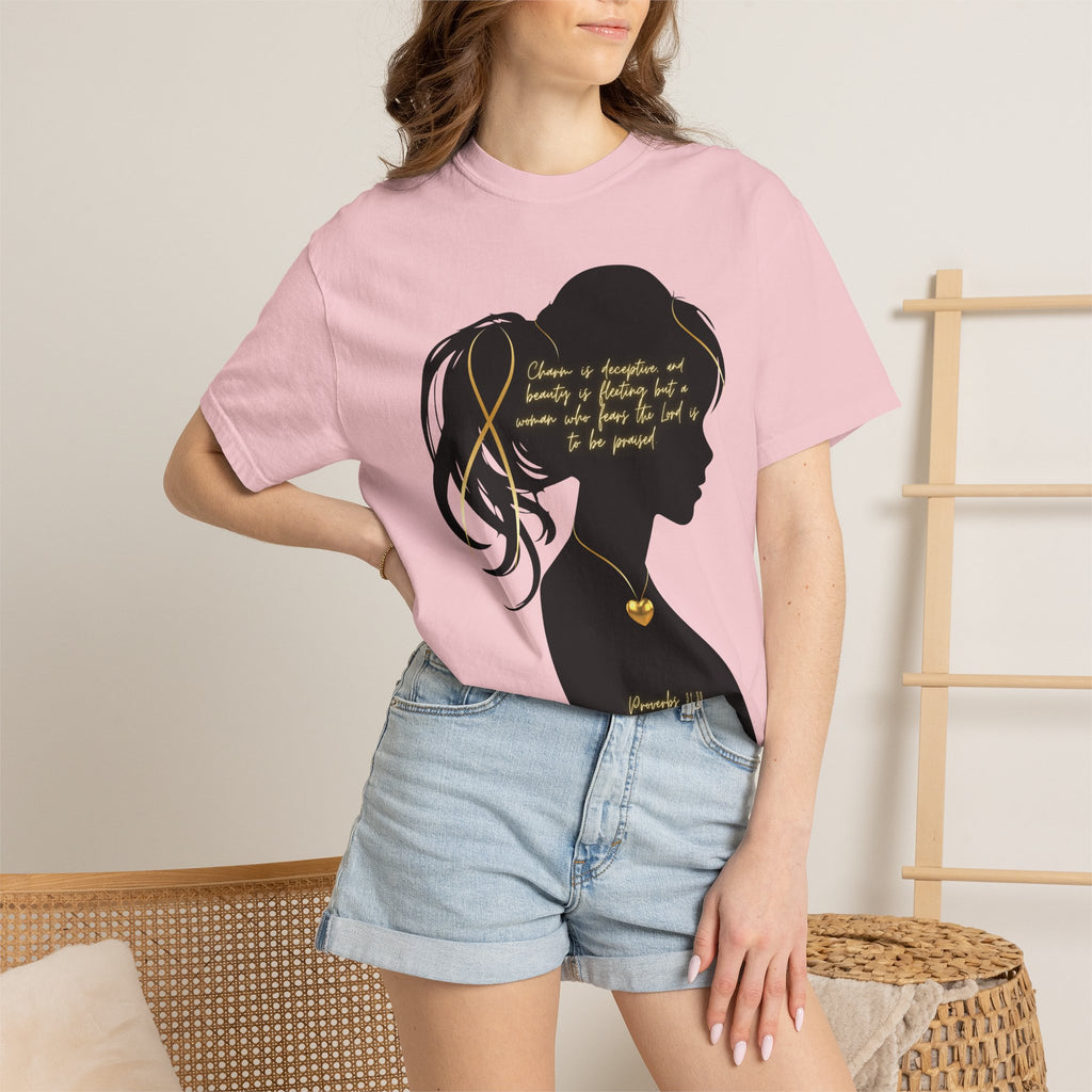 Proverbs 31:30 Gold Heart- T-Shirt