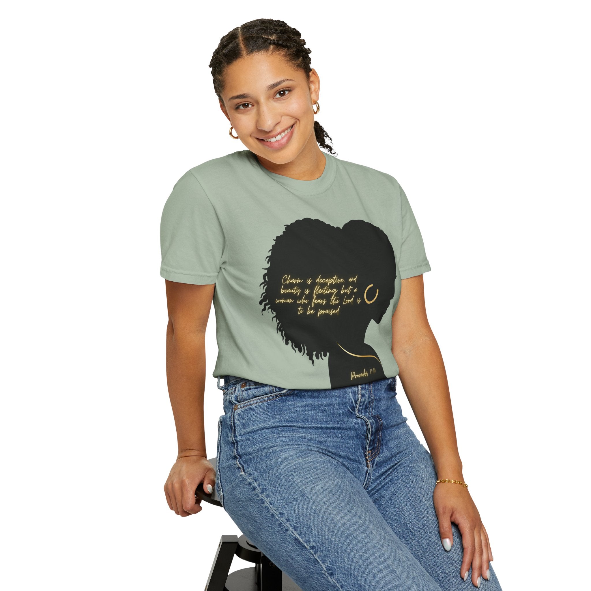Proverbs 31:30 Gold Earring - T-Shirt