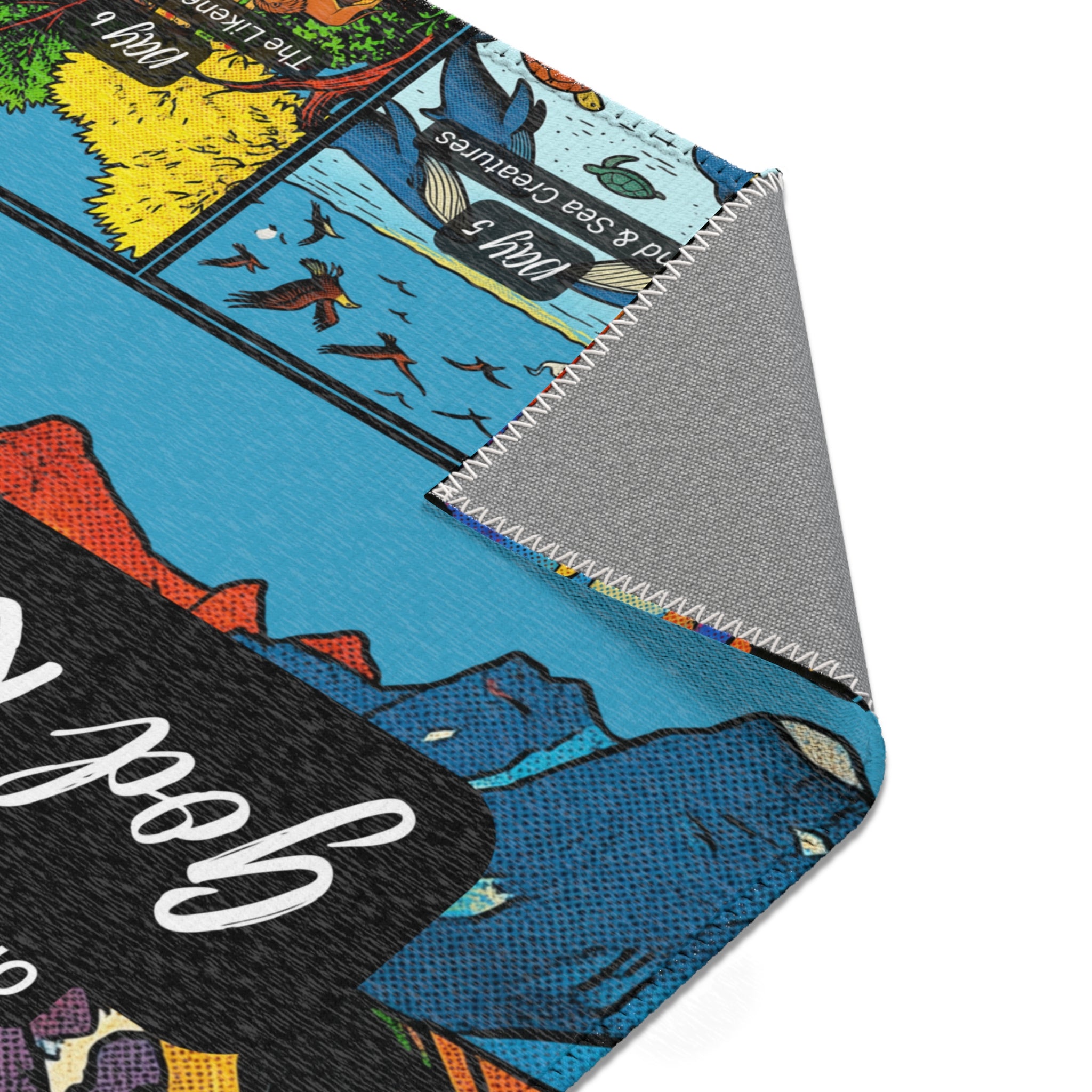 7 Days of Creation Pop Art Area Rug
