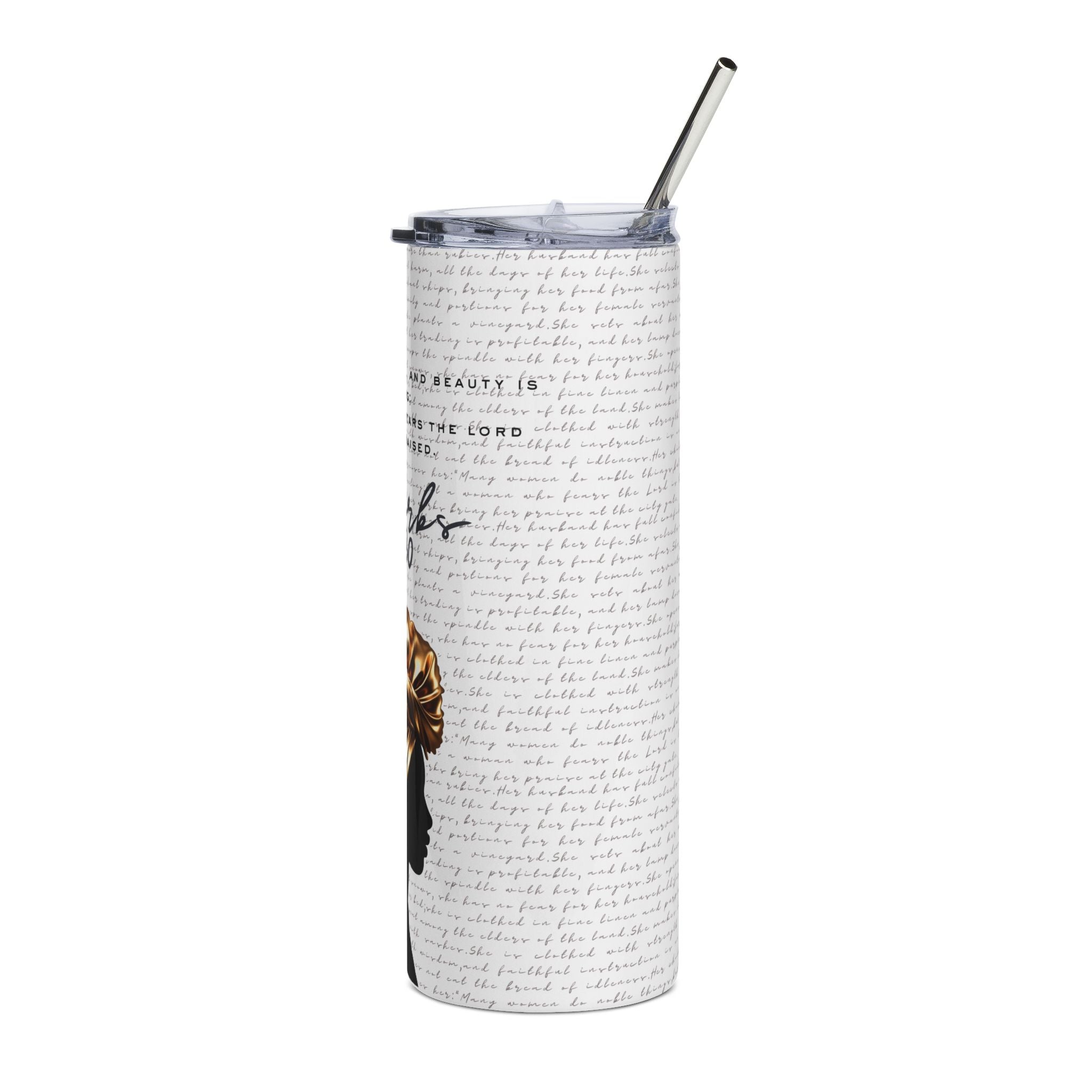 Proverbs 31:30: Headwrap— Stainless Steel Tumbler (20oz)