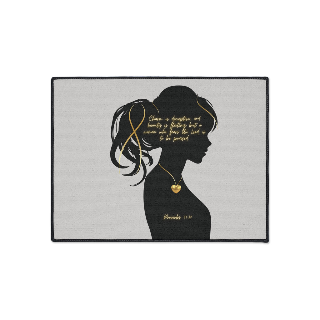 'You Are': Gold Heart — Proverbs 31 Woman Floor Mat