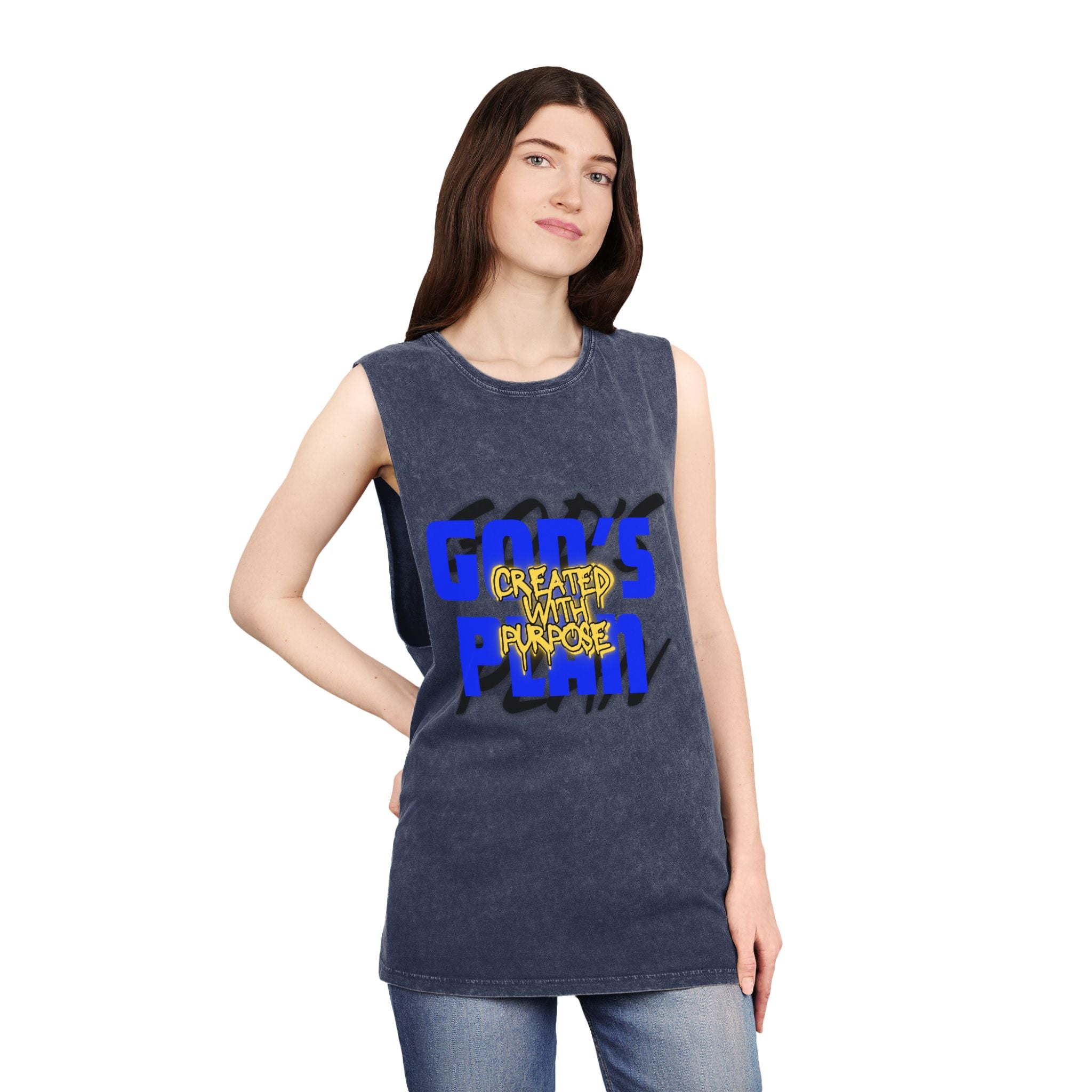 "Created With Purpose" — Graphic Stonewash Muscle Tee