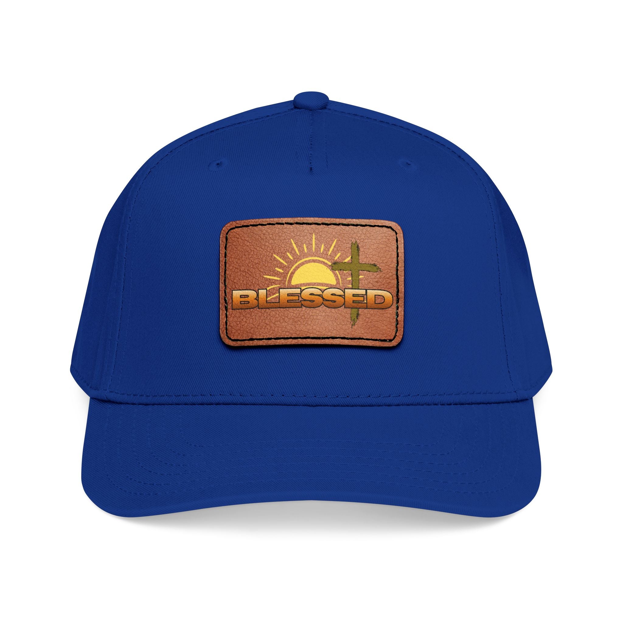 'Blessed' Sunrise Leather Patch Baseball Cap — Sunrise Cross Christian Hat