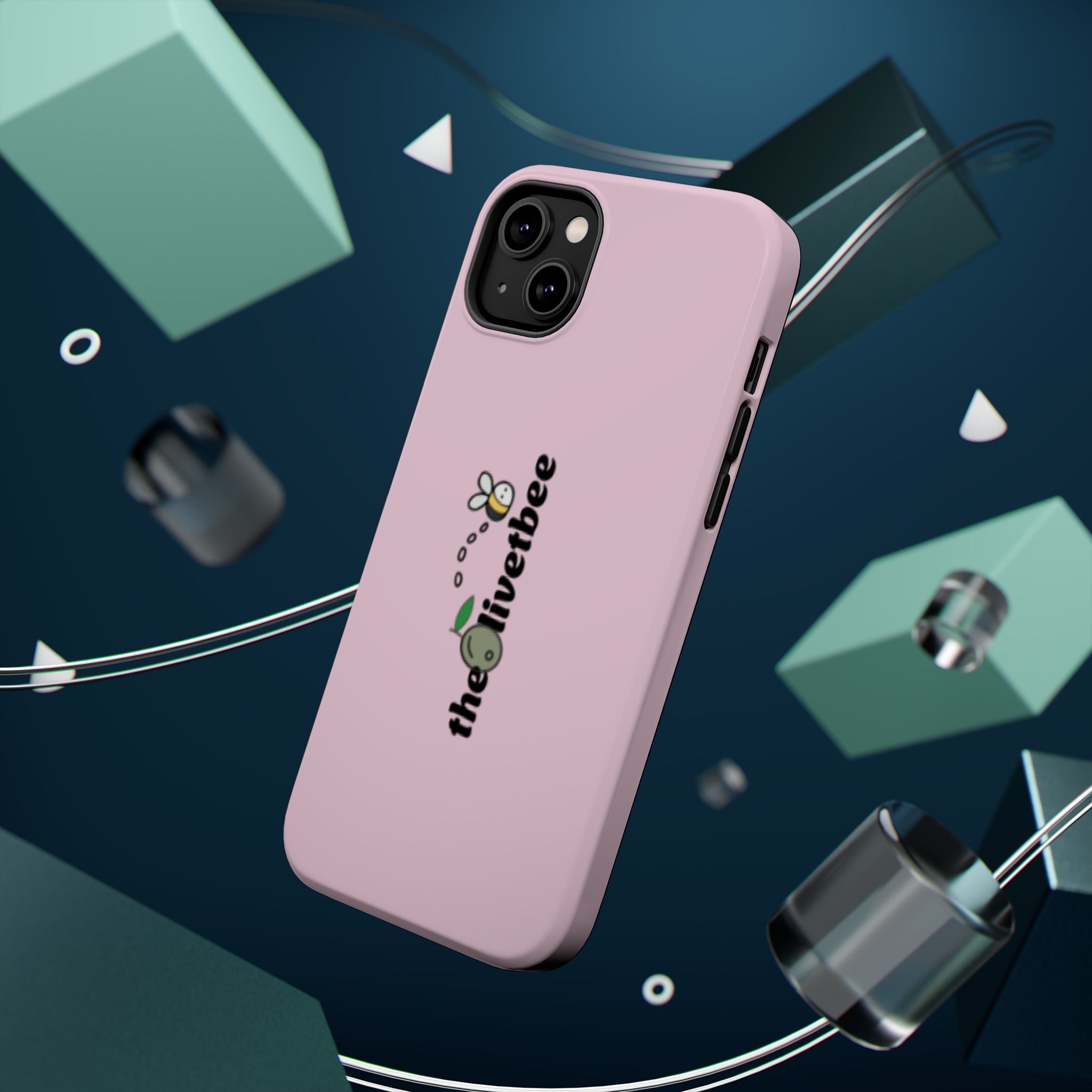Pink Magnetic Impact-Resistant Phone Case — 'theolivetbee' , Shockproof MagSafe-Compatible Protection