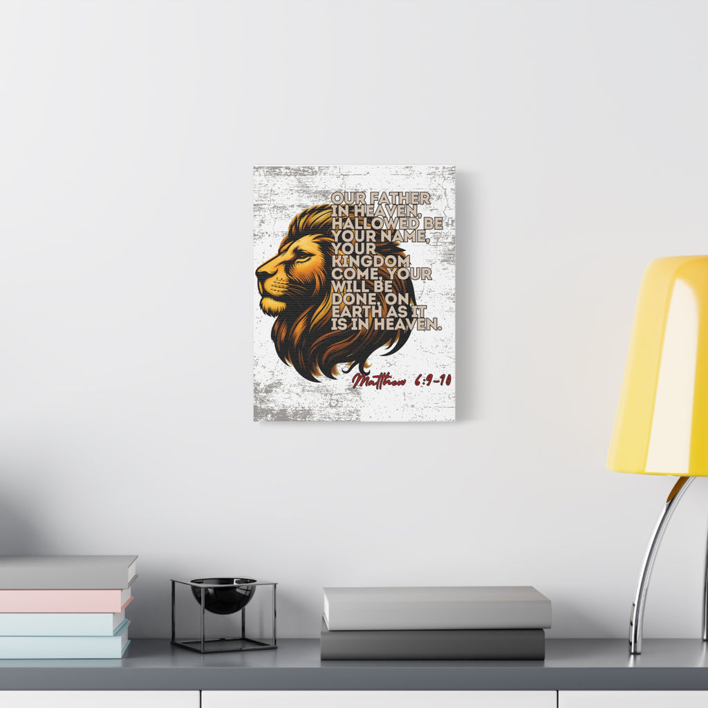 Matthew 6:9-10 Lion Prayer Wall Canvas