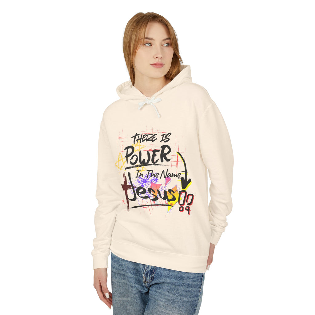 "There Is Power In The Name of Jesus" Lightweight Hooded Sweatshirt