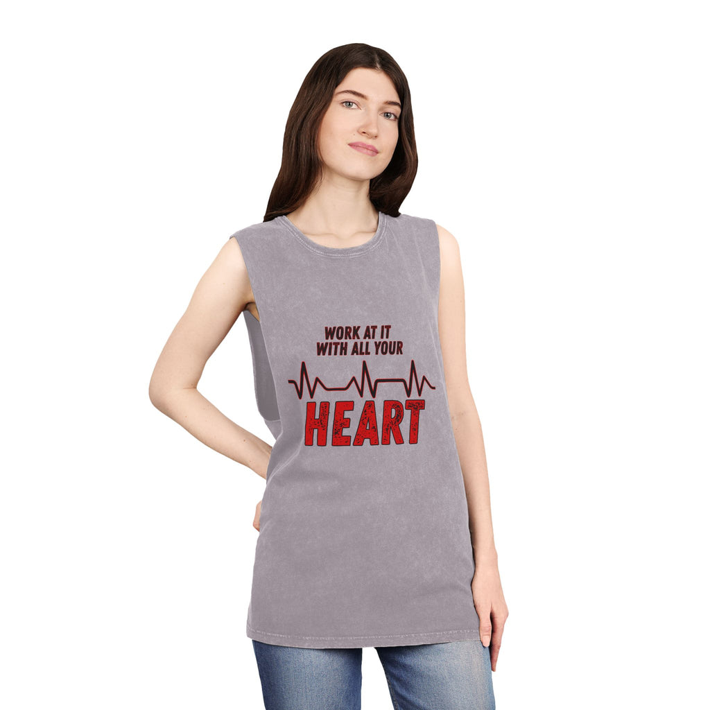 Colossians 3:23: "Work At It With All Your Heart"  — Stonewash Tank Top