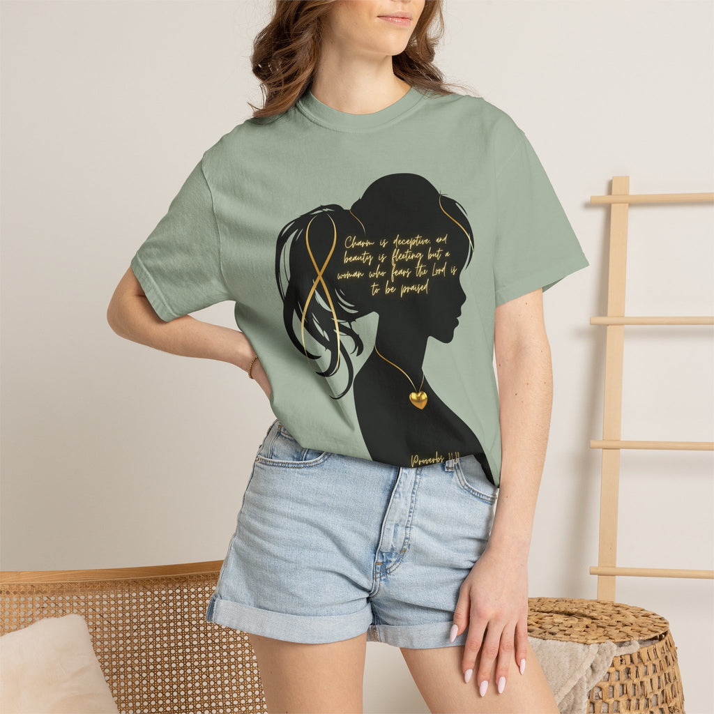 Proverbs 31:30 Gold Heart- T-Shirt
