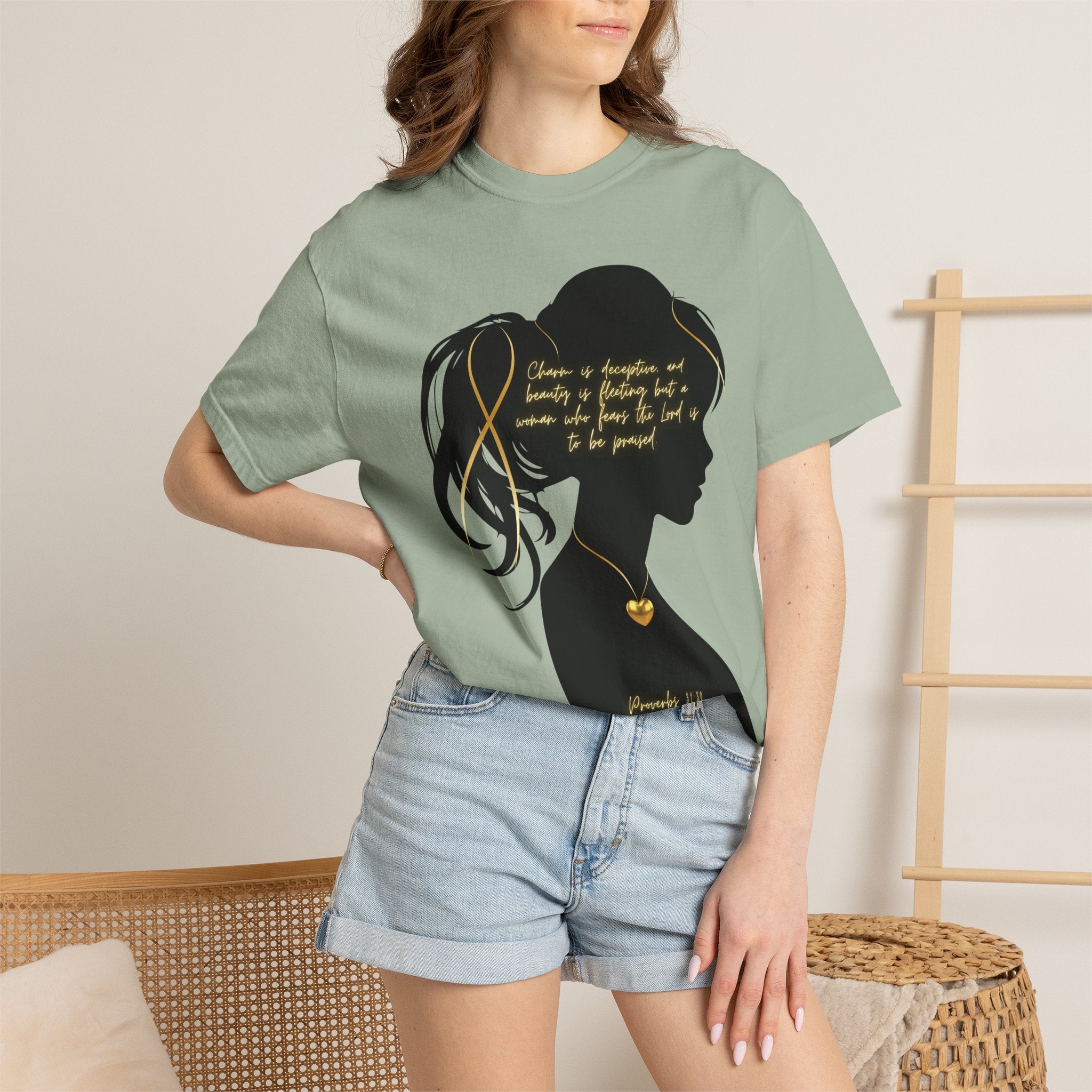 Proverbs 31:30 Gold Heart- T-Shirt