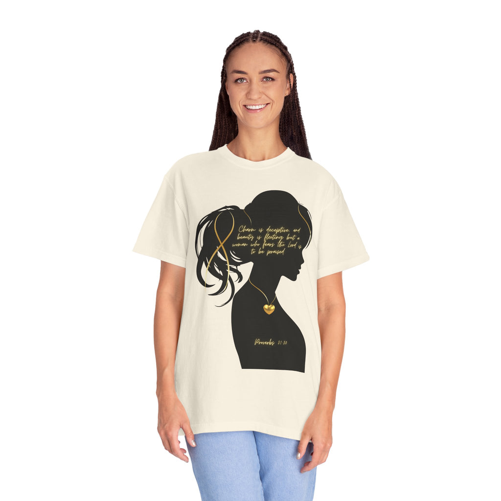 Proverbs 31:30 Gold Heart- T-Shirt