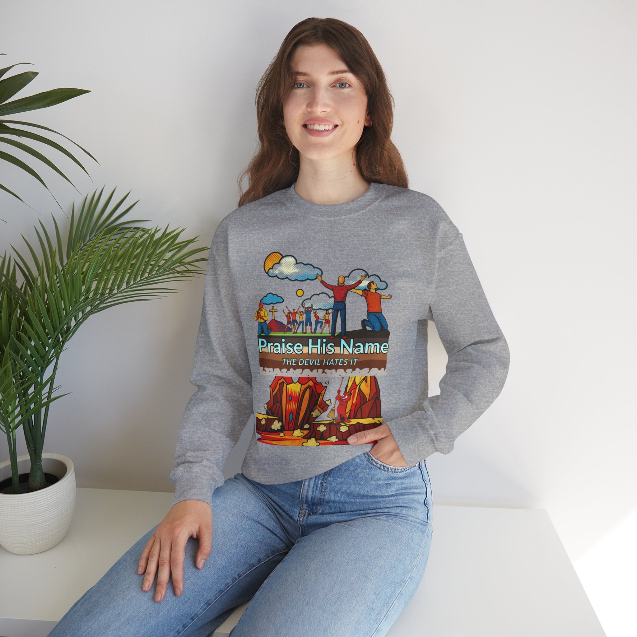 'Praise His Name' — Crewneck Sweatshirt