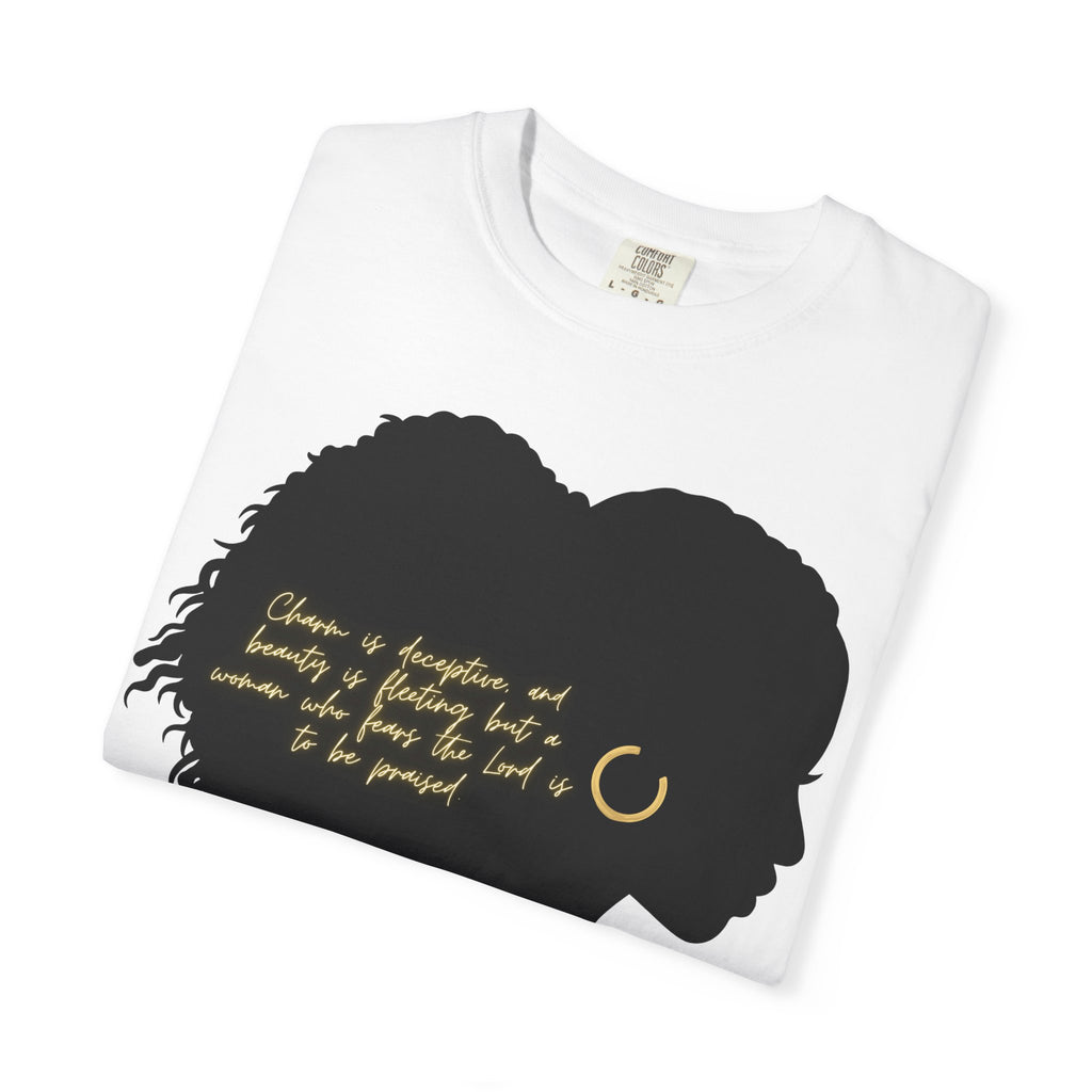 Proverbs 31:30 Gold Earring - T-Shirt