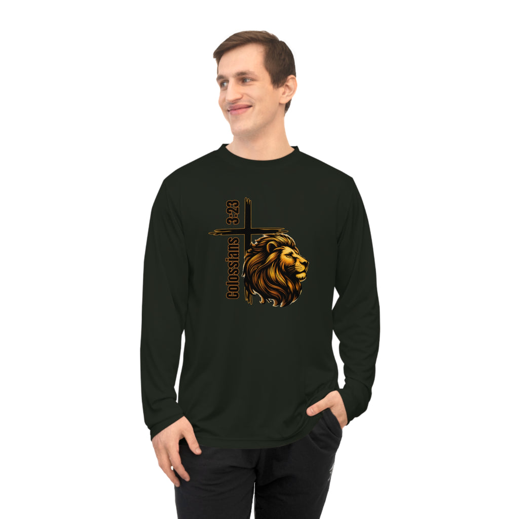 Colossians 3:23: Lion Long Sleeve Performance Shirt