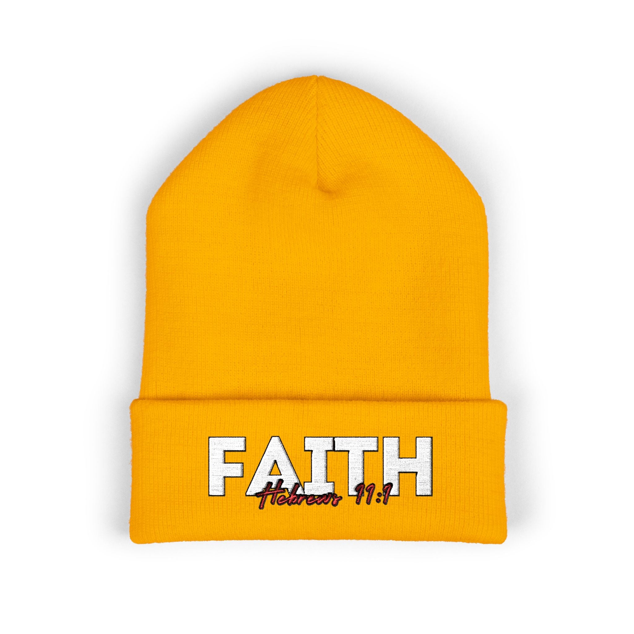 Hebrews 11:1 Faith Embroidered Cuffed Beanie