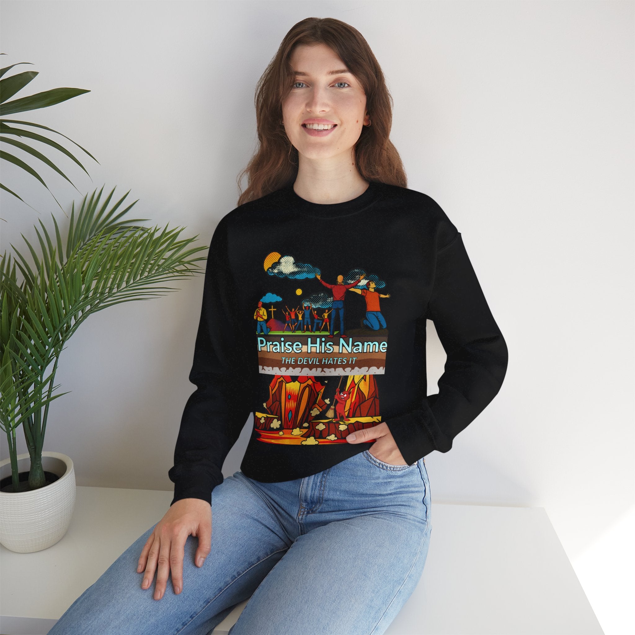 'Praise His Name' — Crewneck Sweatshirt