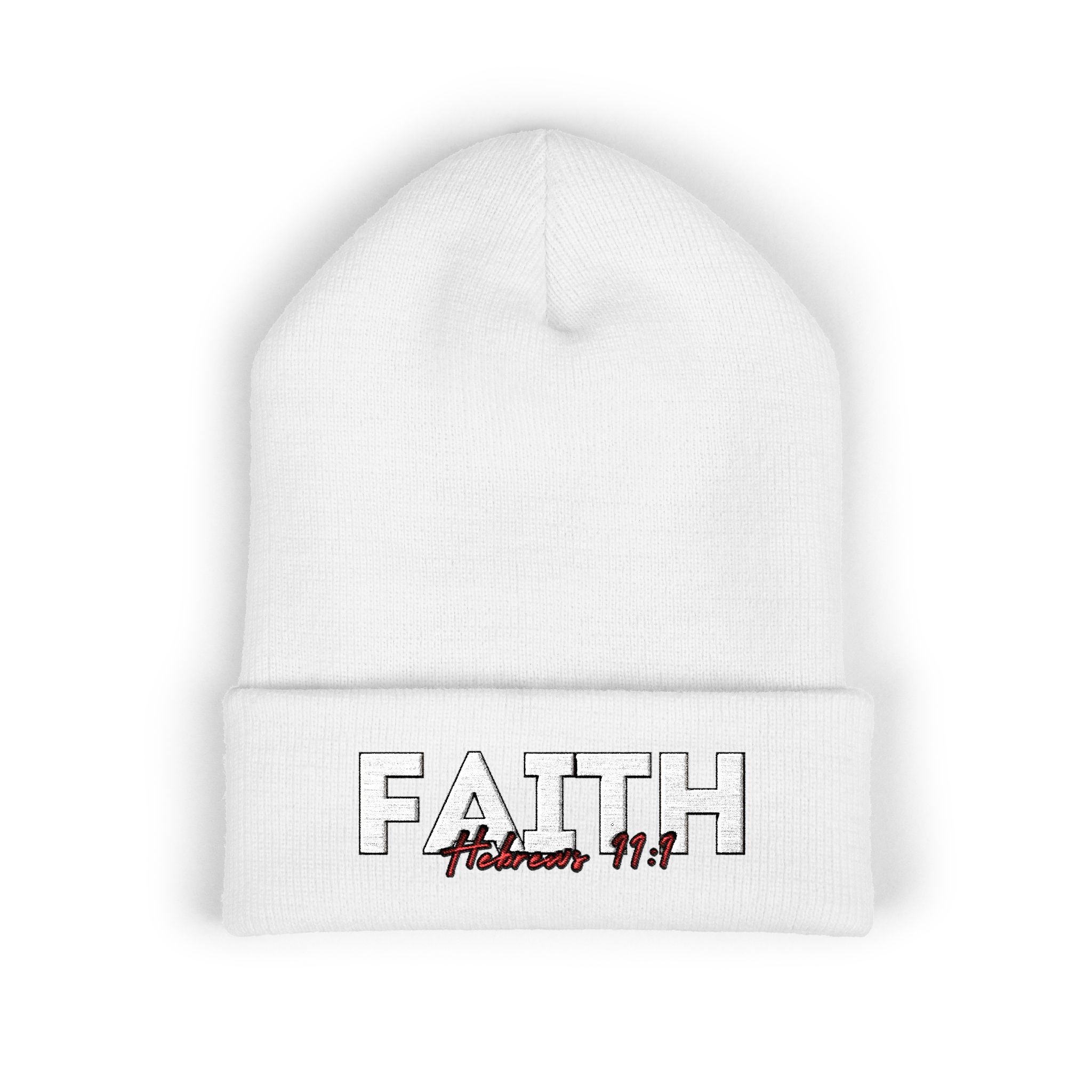 Hebrews 11:1 Faith Embroidered Cuffed Beanie