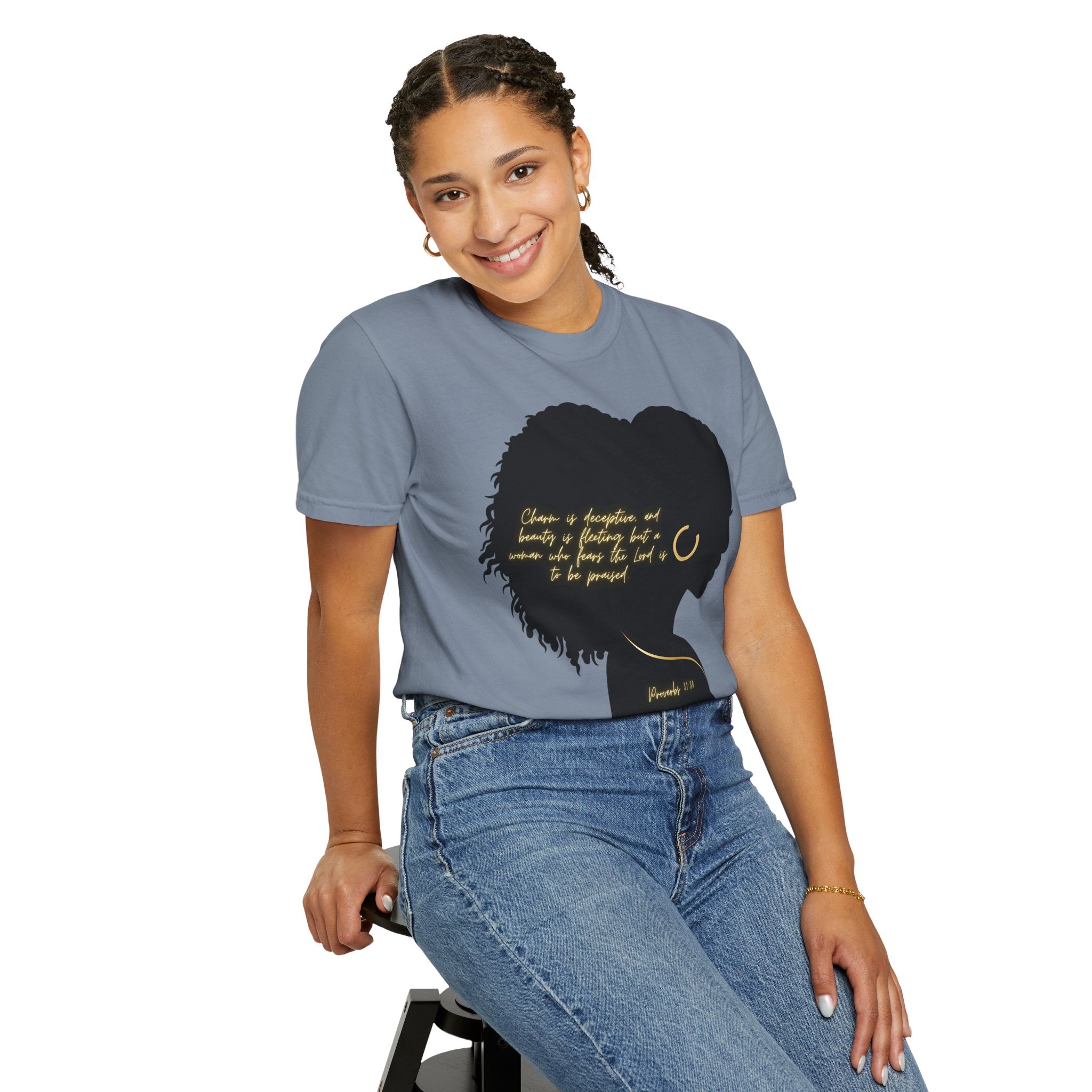 Proverbs 31:30 Gold Earring - T-Shirt