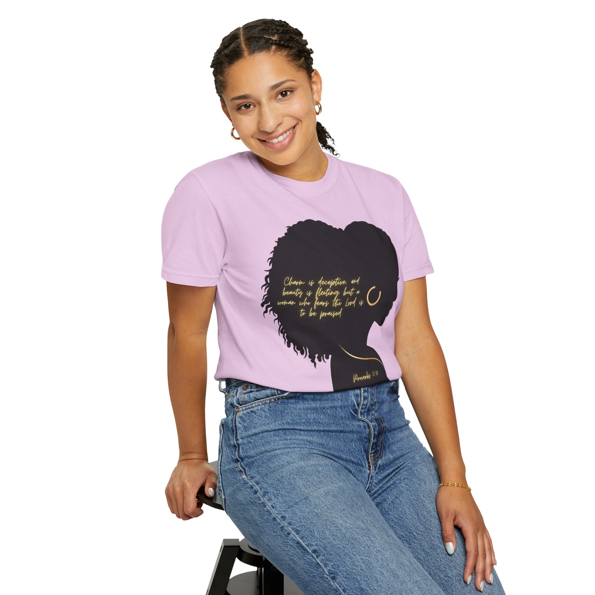 Proverbs 31:30 Gold Earring - T-Shirt