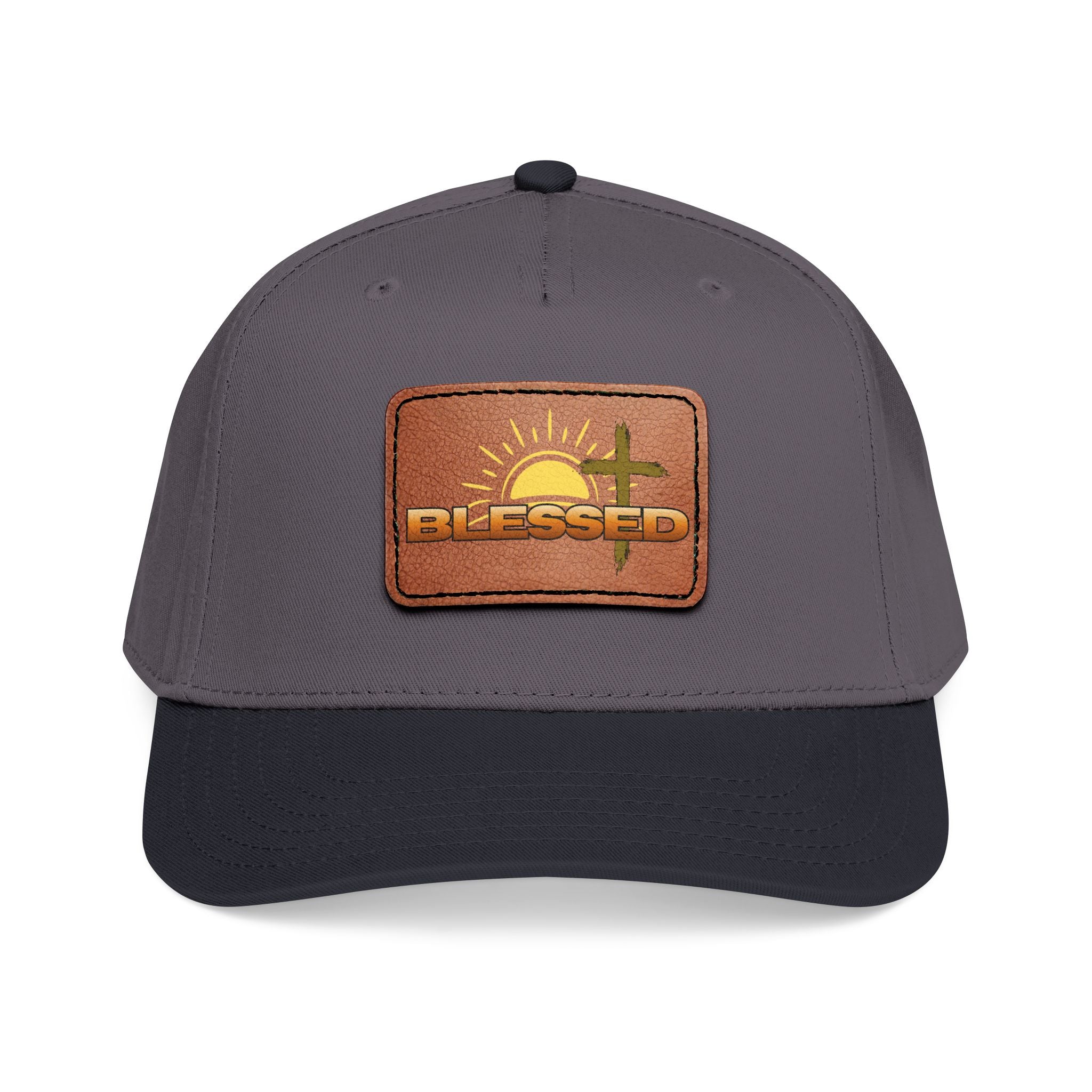 'Blessed' Sunrise Leather Patch Baseball Cap — Sunrise Cross Christian Hat