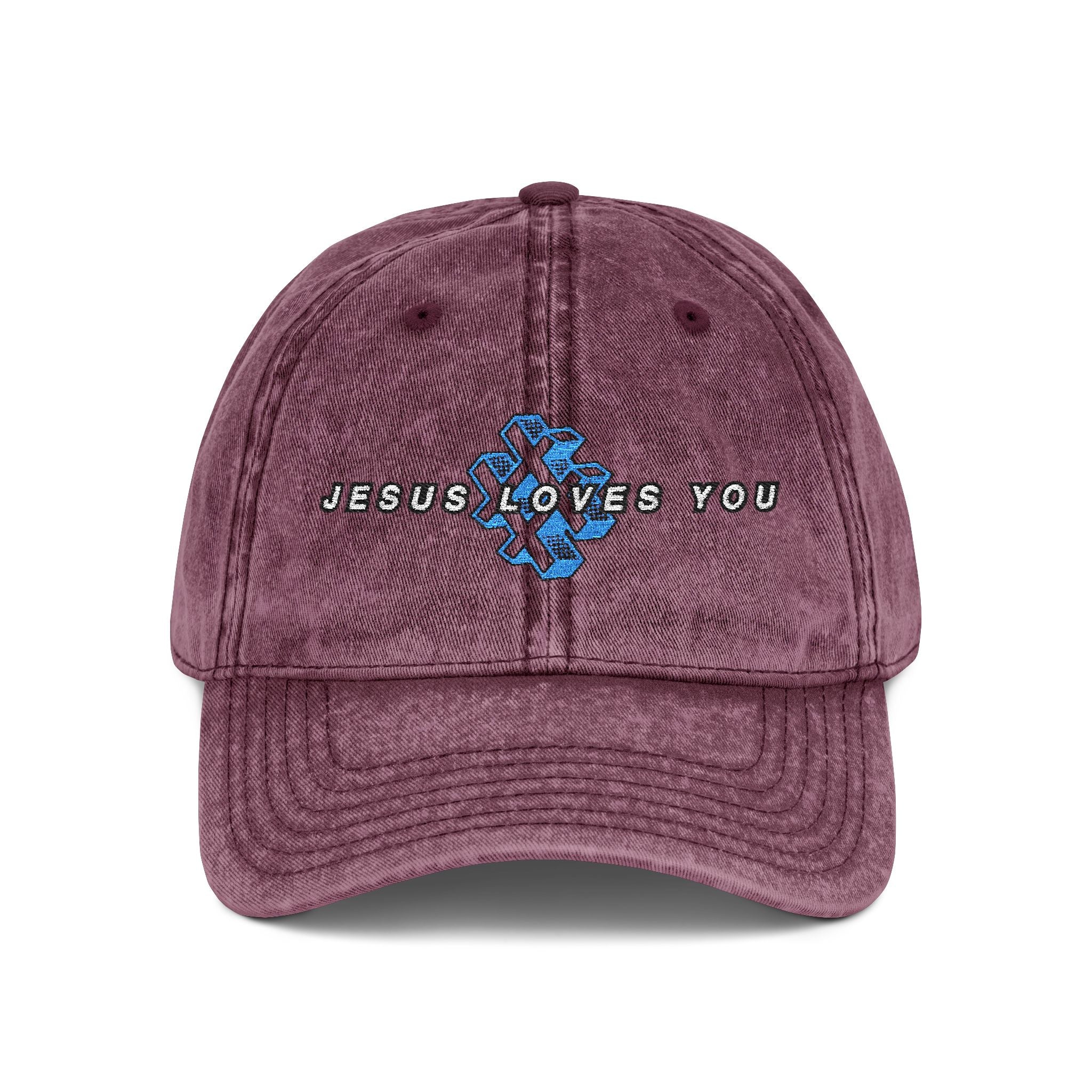 '# Jesus Loves You' Embroidered Vintage Cap