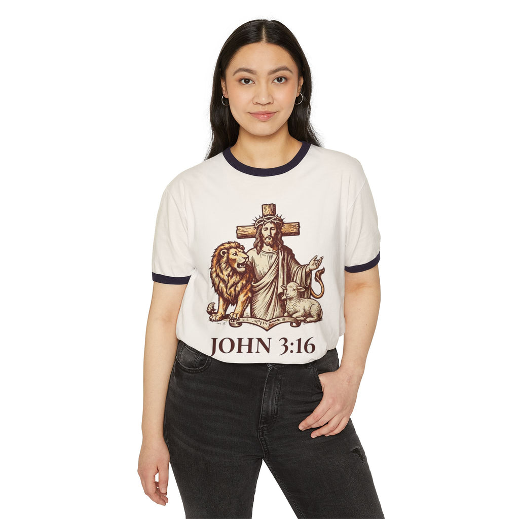 'Jesus The Lion & Lamb' - Ringer T-Shirt