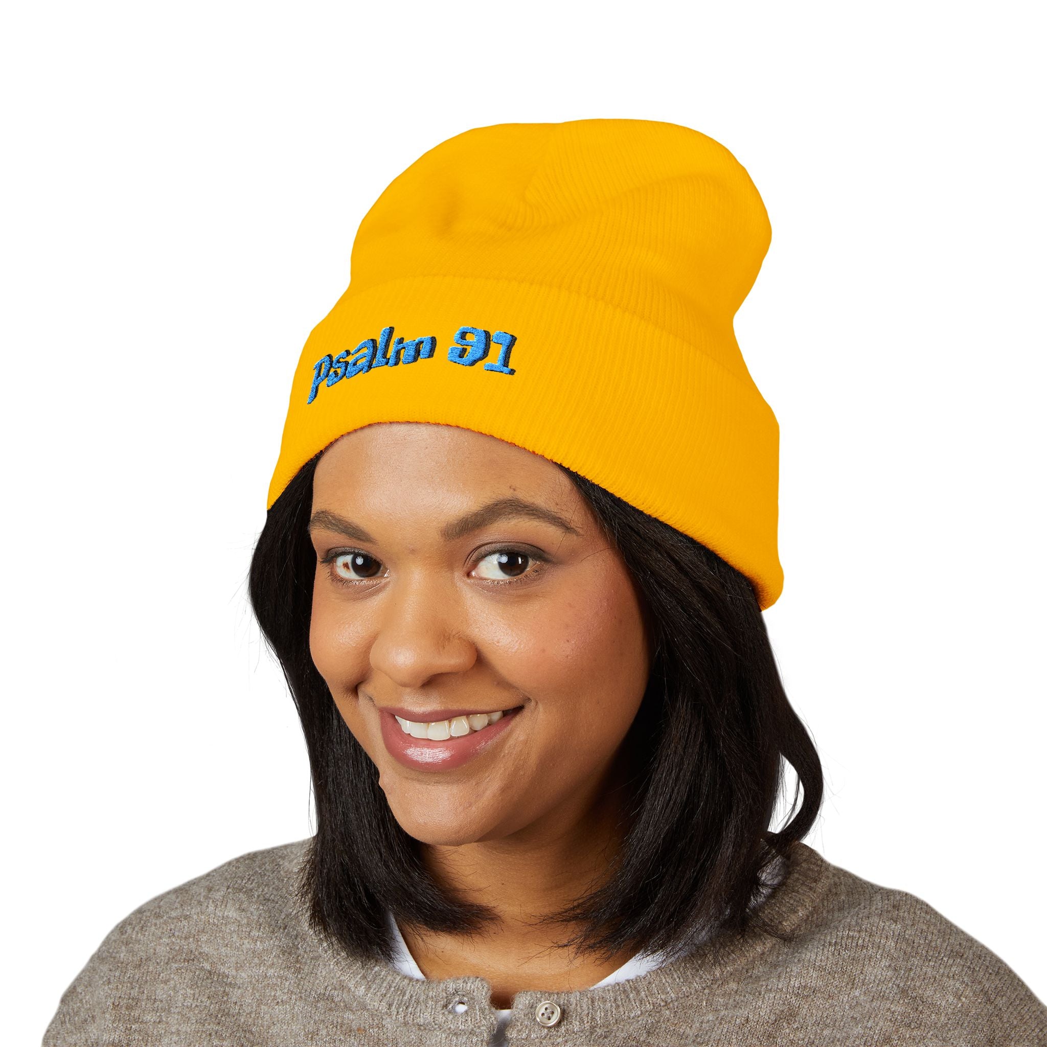 Psalm 91 Embroidered Cuffed Beanie