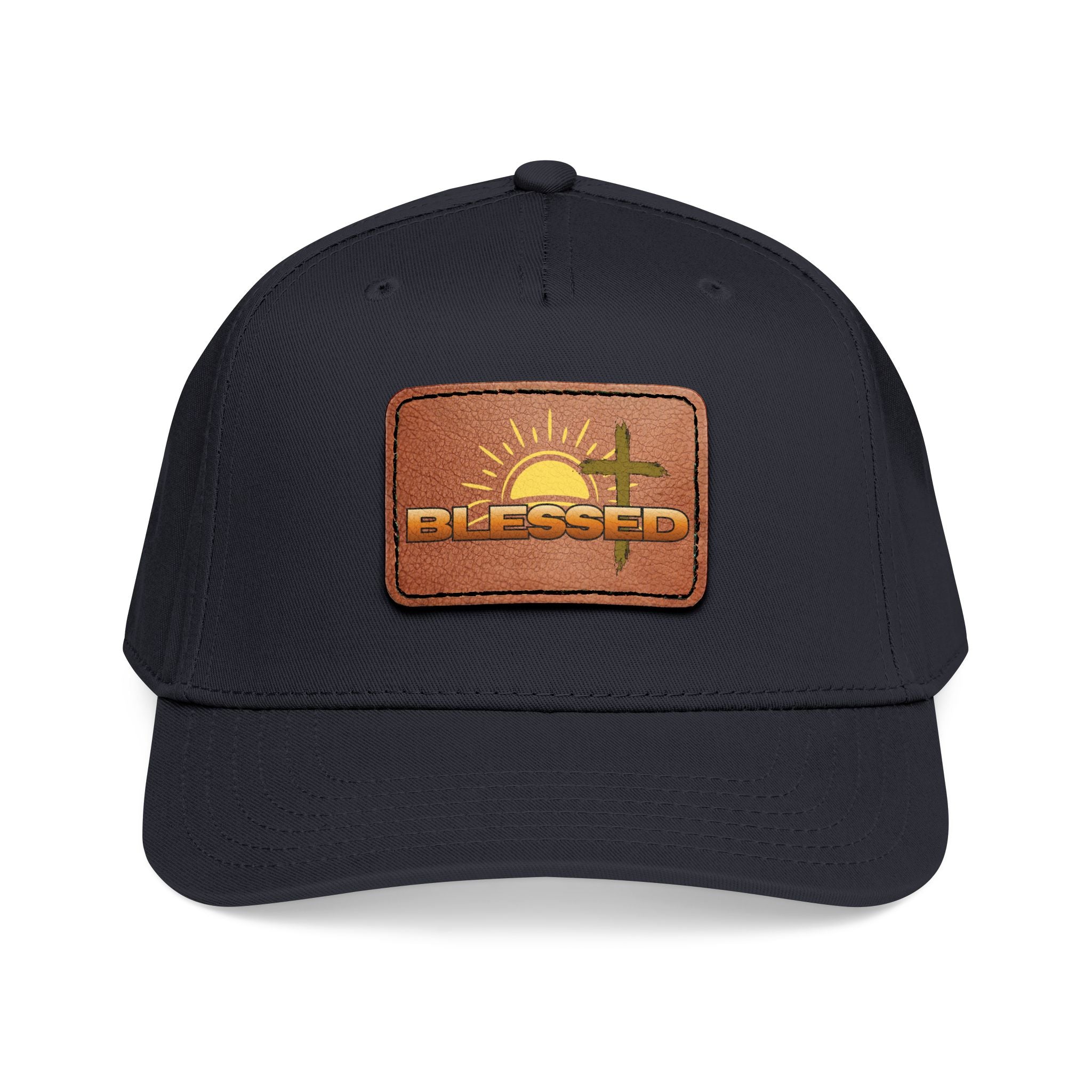 'Blessed' Sunrise Leather Patch Baseball Cap — Sunrise Cross Christian Hat