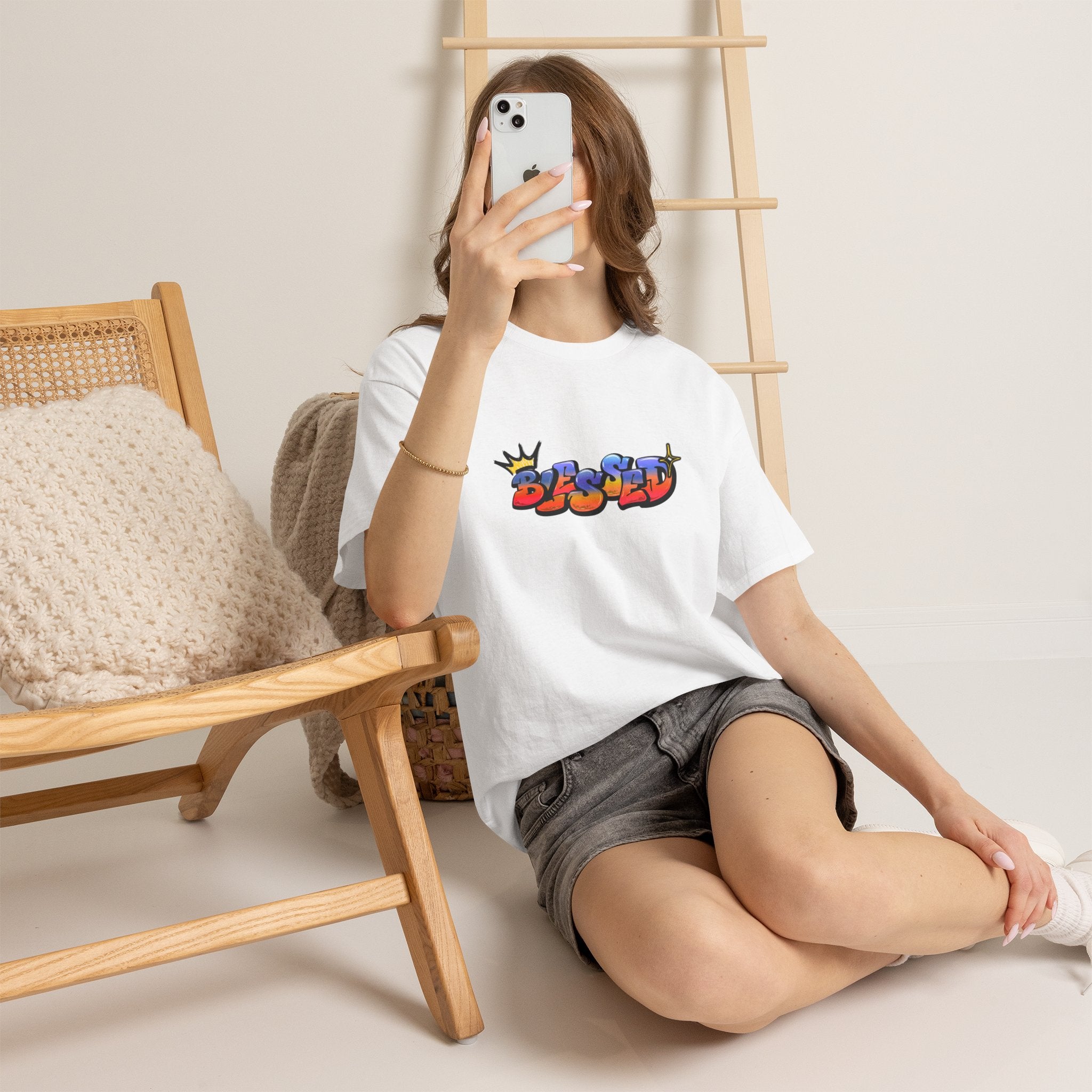 'Blessed' Crown Graffiti Tee