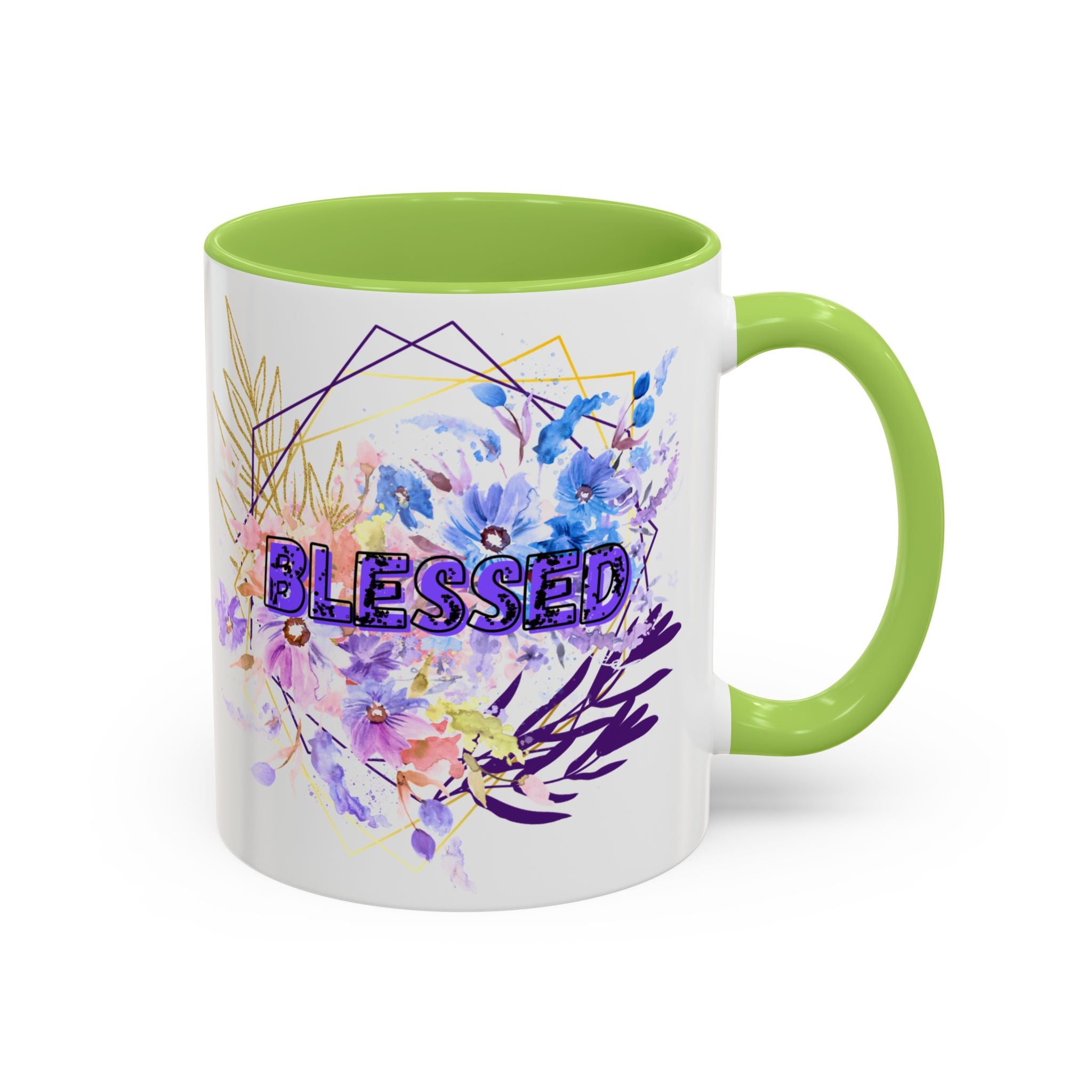 'Blessed'  — Floral Accent Coffee Mug (11oz, 15oz)