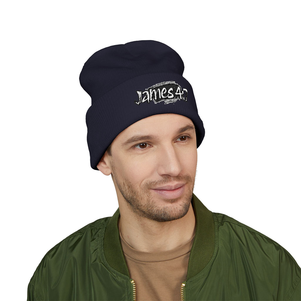 James 4:7 Embroidered Cuffed Beanie