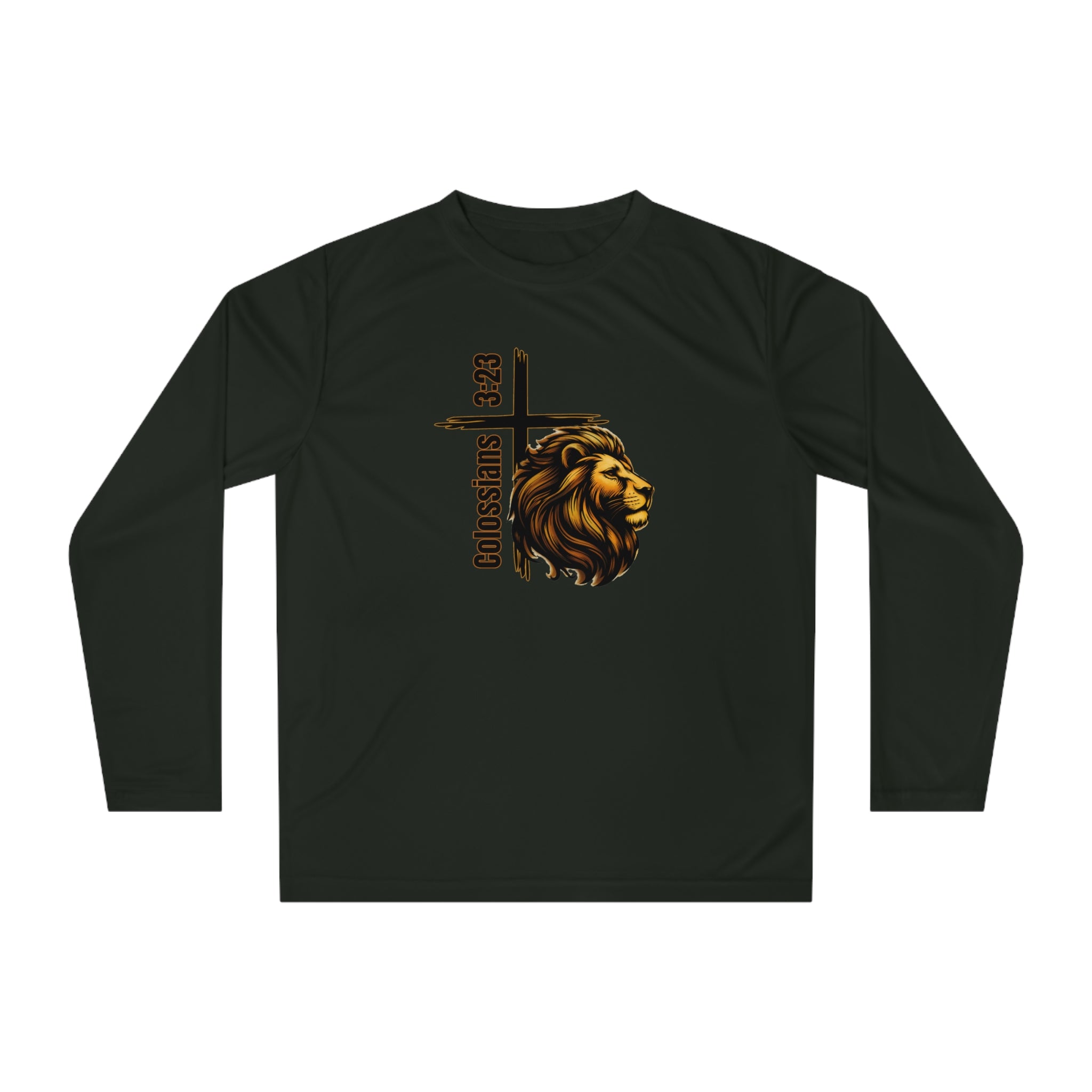 Colossians 3:23: Lion Long Sleeve Performance Shirt