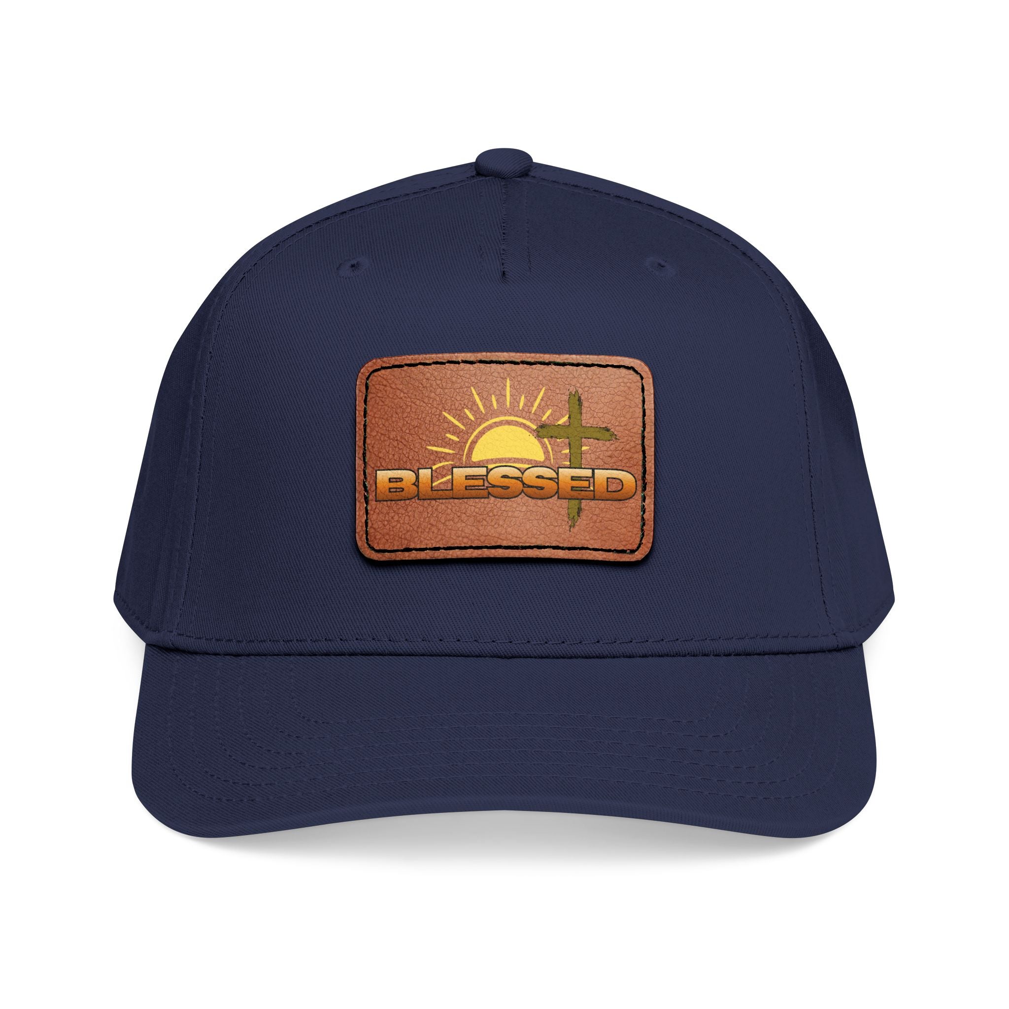 'Blessed' Sunrise Leather Patch Baseball Cap — Sunrise Cross Christian Hat