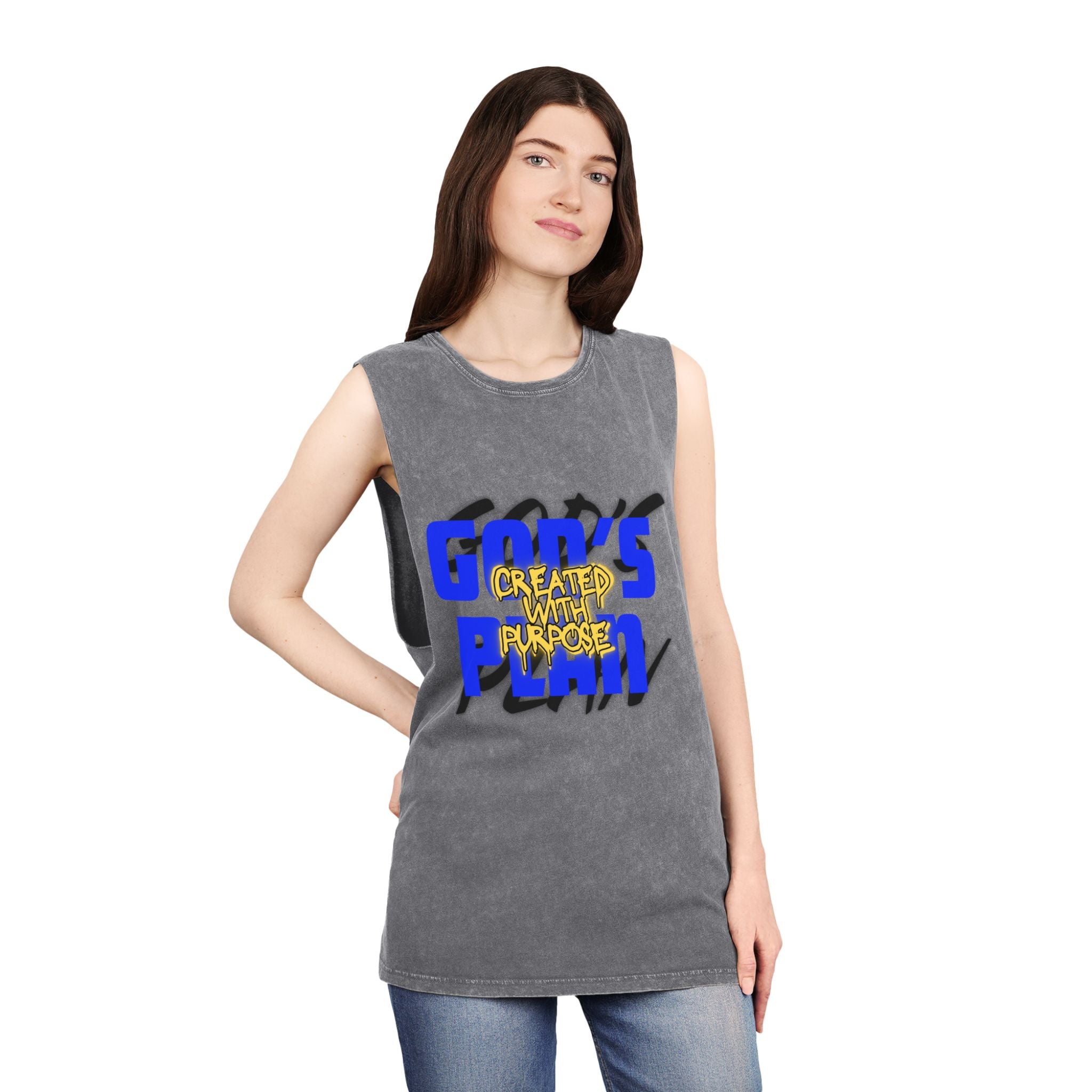 "Created With Purpose" — Graphic Stonewash Muscle Tee