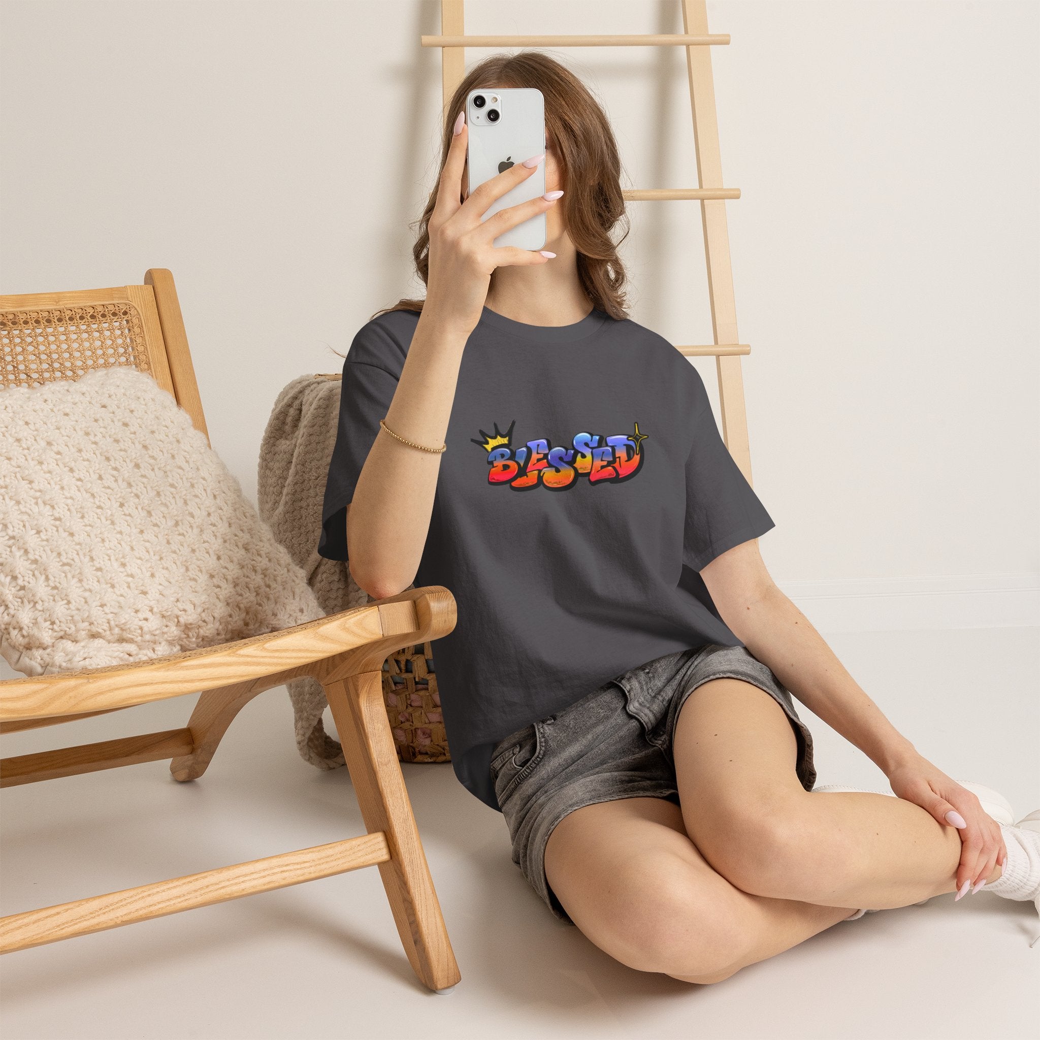 'Blessed' Crown Graffiti Tee