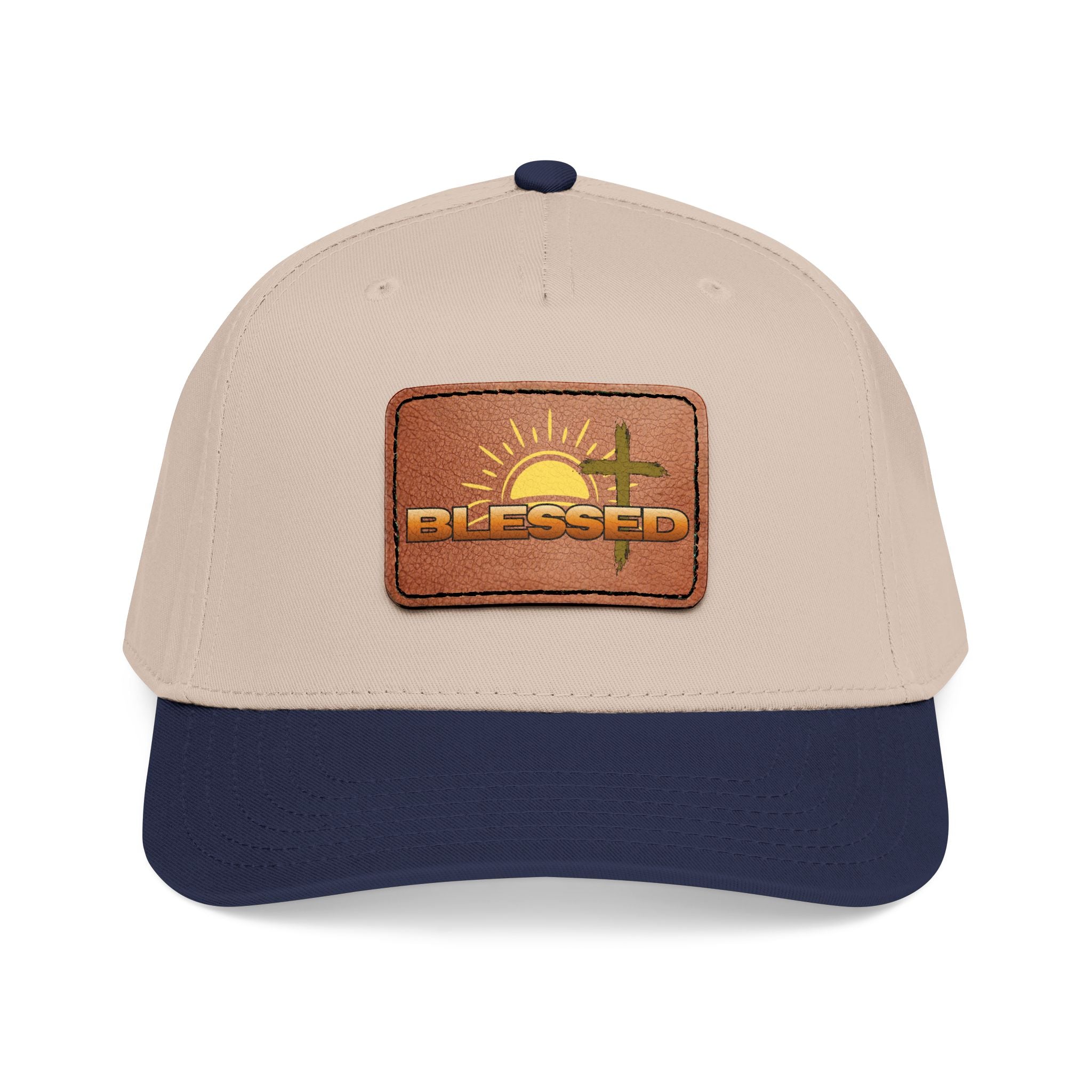 'Blessed' Sunrise Leather Patch Baseball Cap — Sunrise Cross Christian Hat