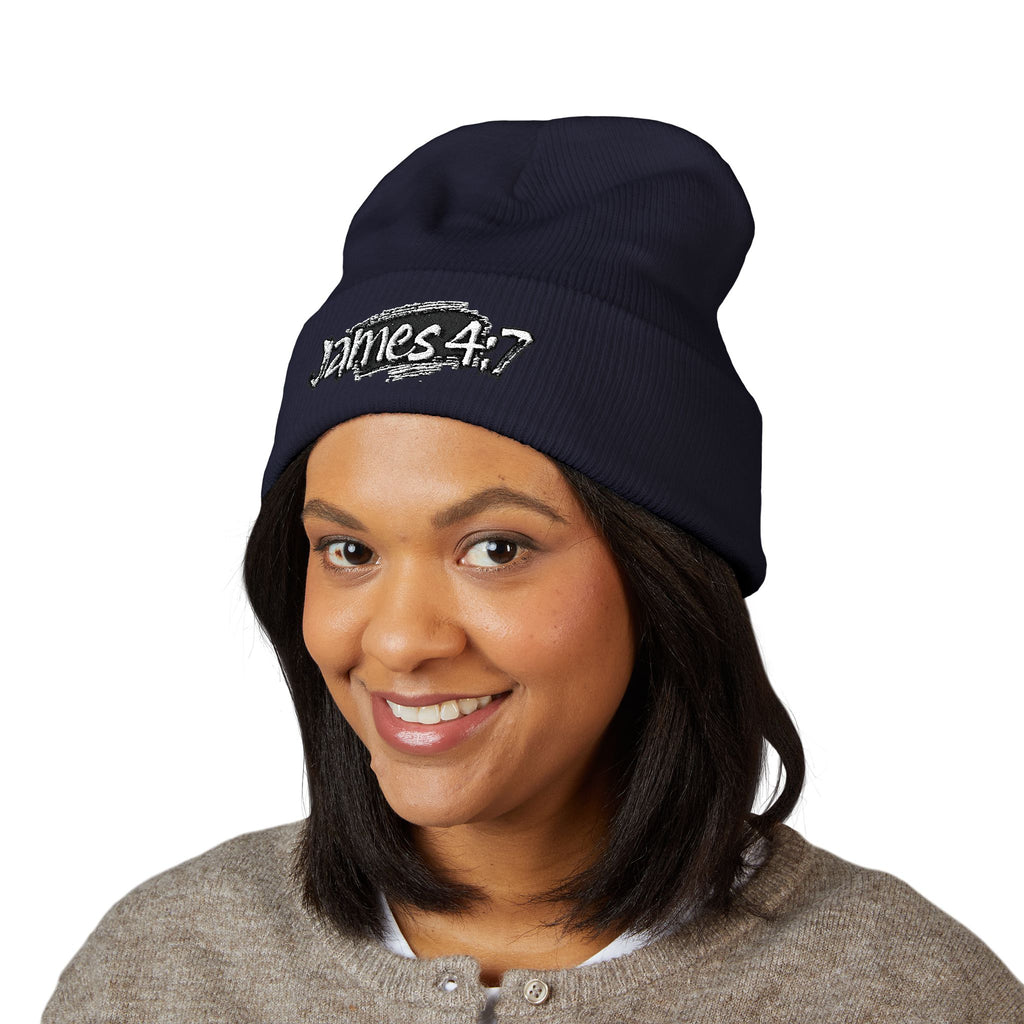 James 4:7 Embroidered Cuffed Beanie