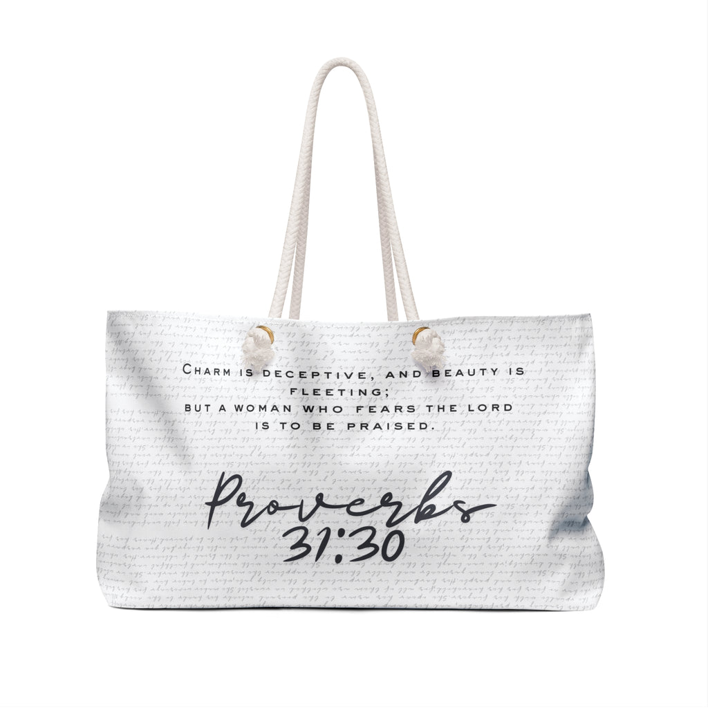 Proverbs 31:30 Woman — Floral Maiden Weekender Bag