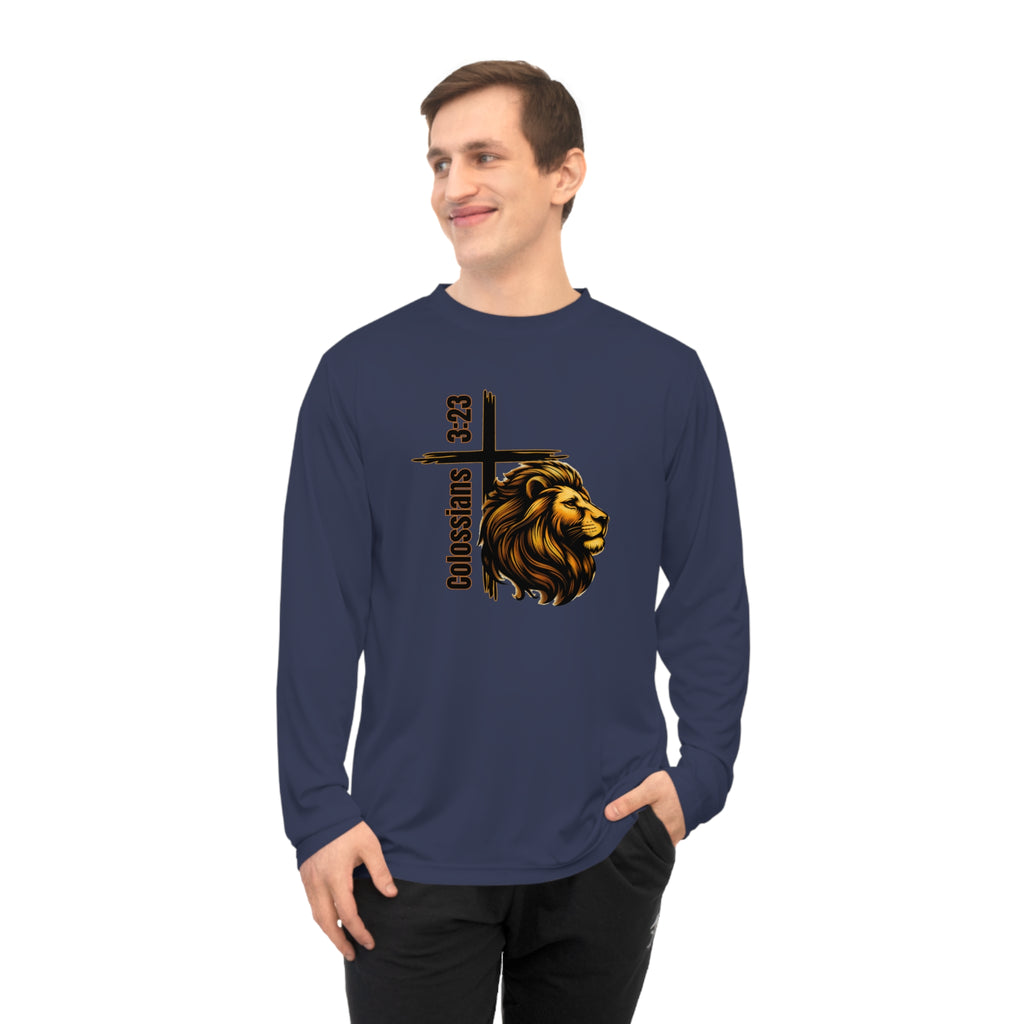 Colossians 3:23: Lion Long Sleeve Performance Shirt