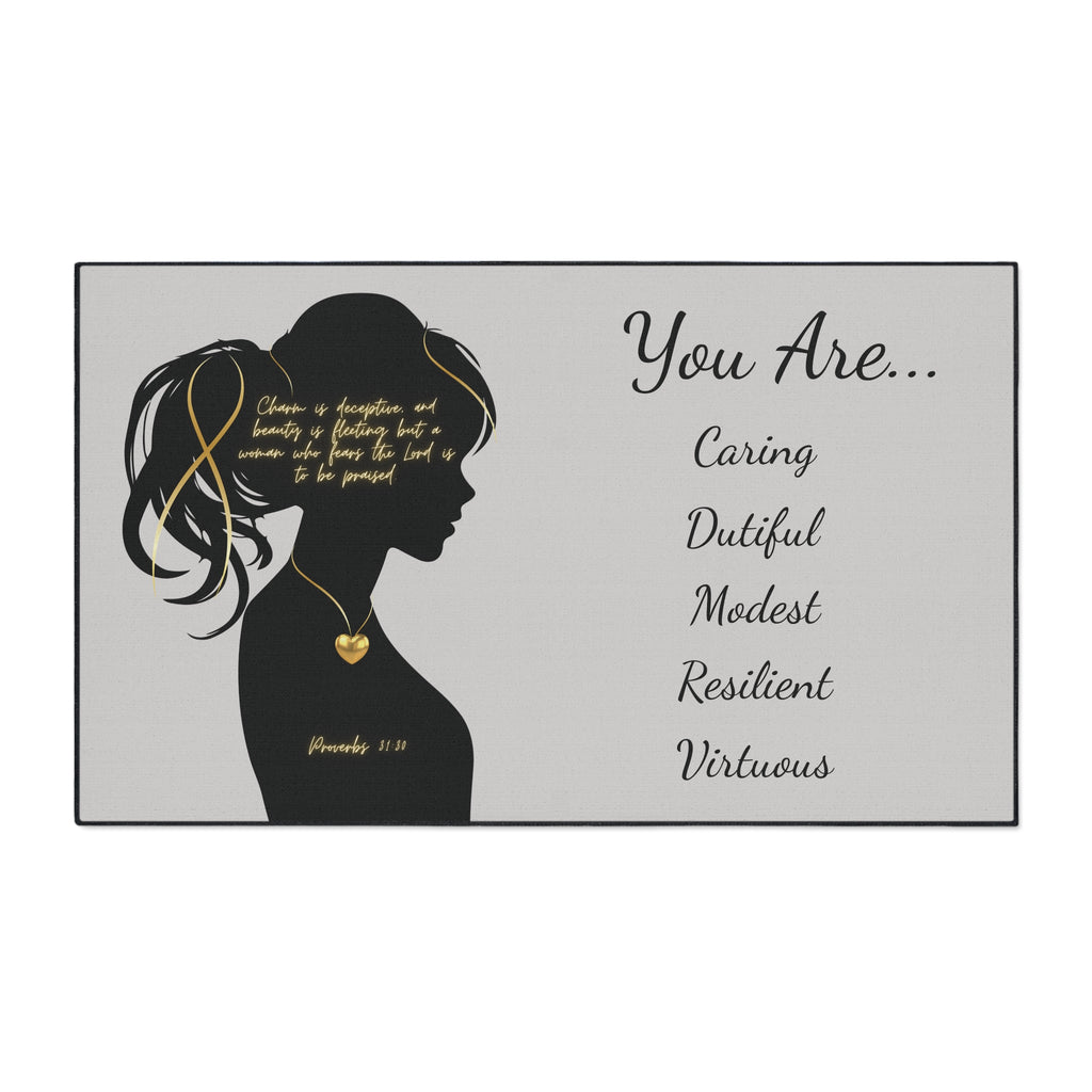 'You Are': Gold Heart — Proverbs 31 Woman Floor Mat