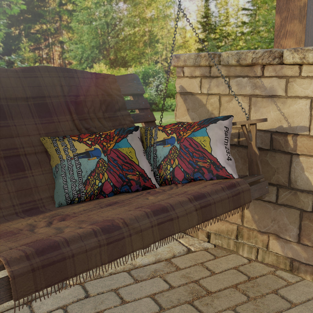 Psalm 23:4  — Outdoor Throw Pillow