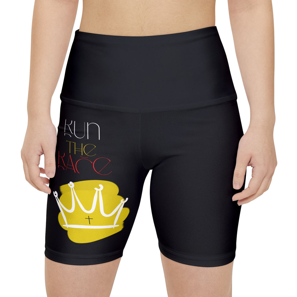 'Run The Race' Black - Women's Workout Shorts