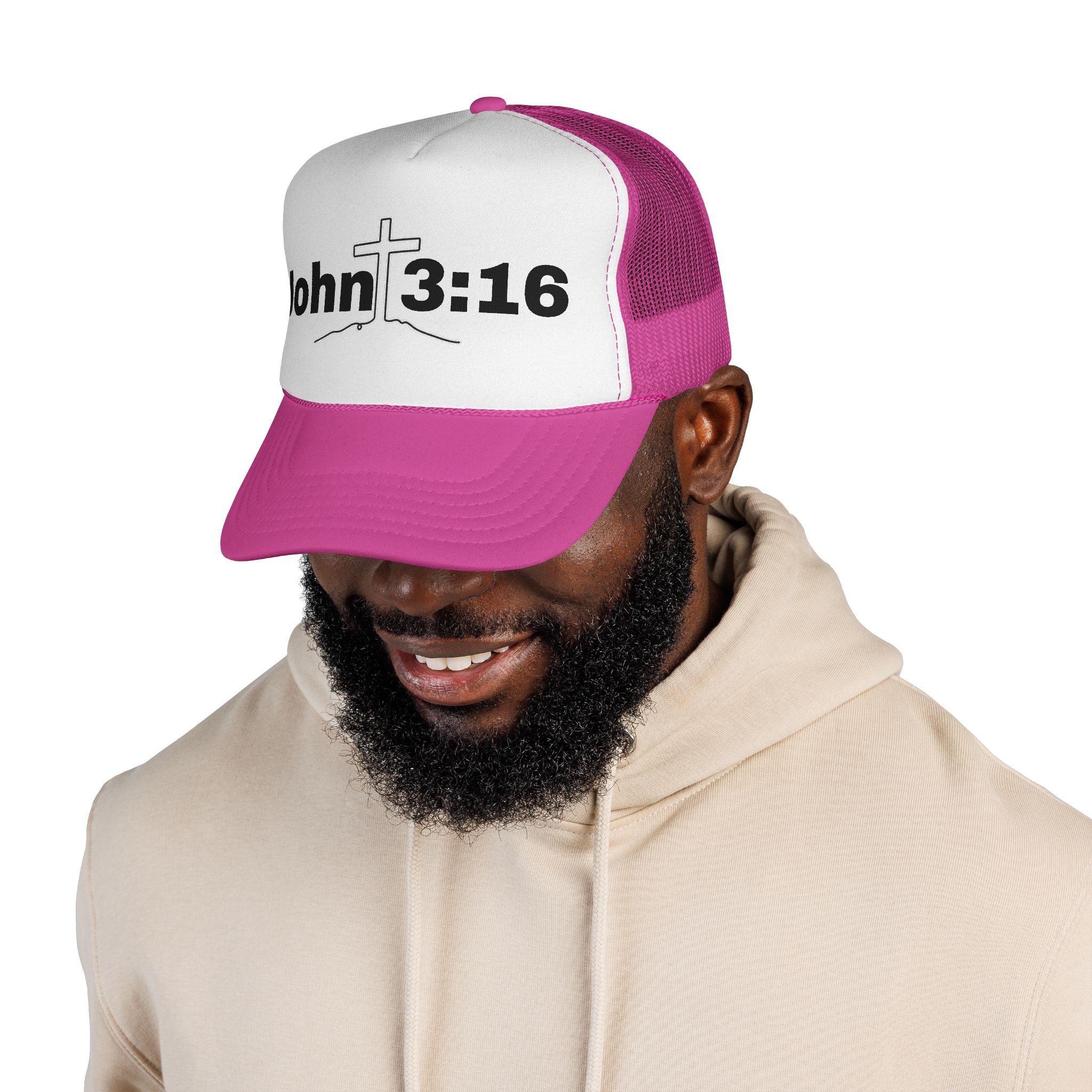 John 3:16 Trucker Hat — Christian Faith Mesh Cap with Cross