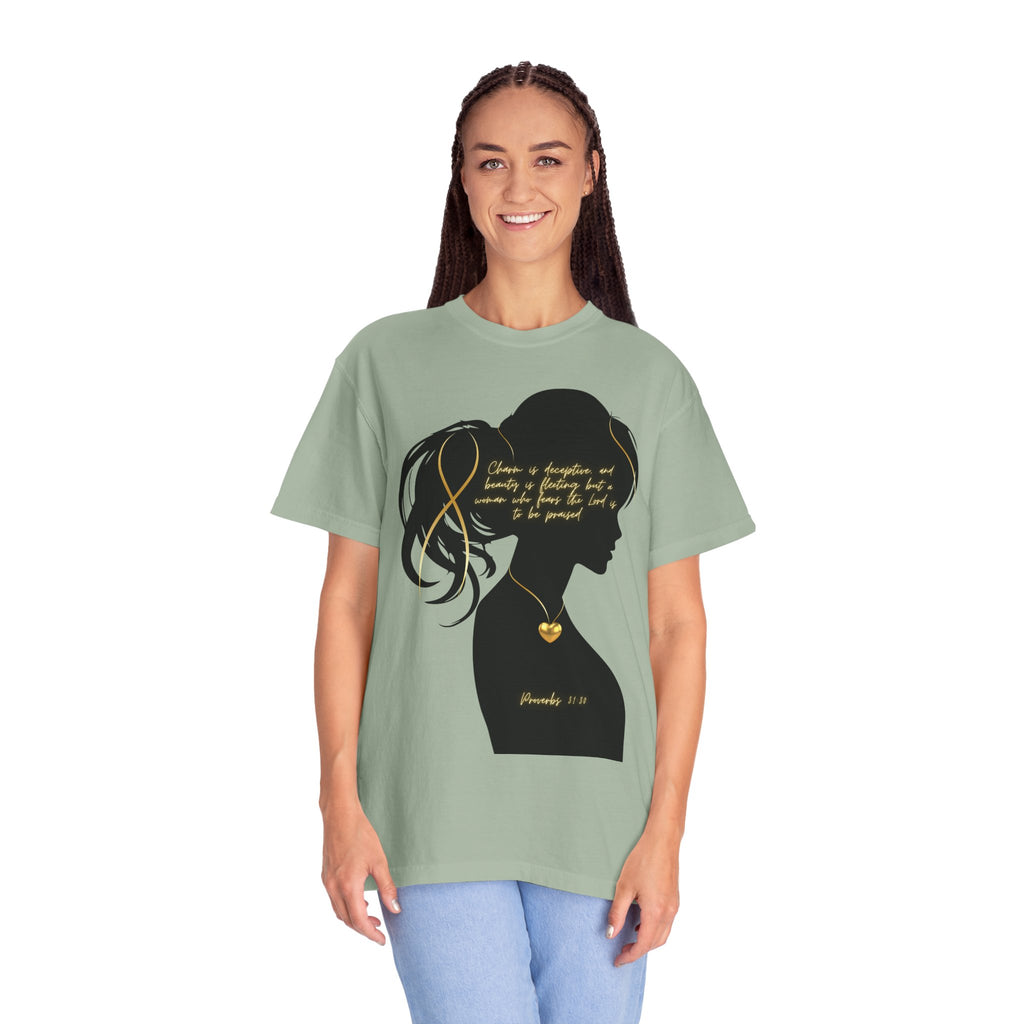 Proverbs 31:30 Gold Heart- T-Shirt