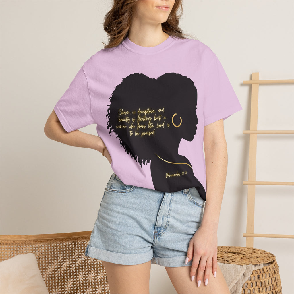 Proverbs 31:30 Gold Earring - T-Shirt