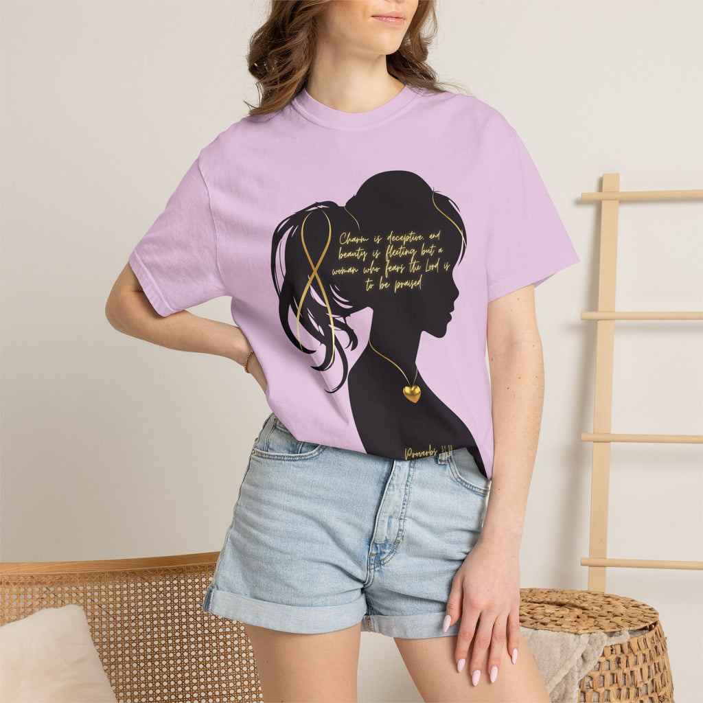 Proverbs 31:30 Gold Heart- T-Shirt