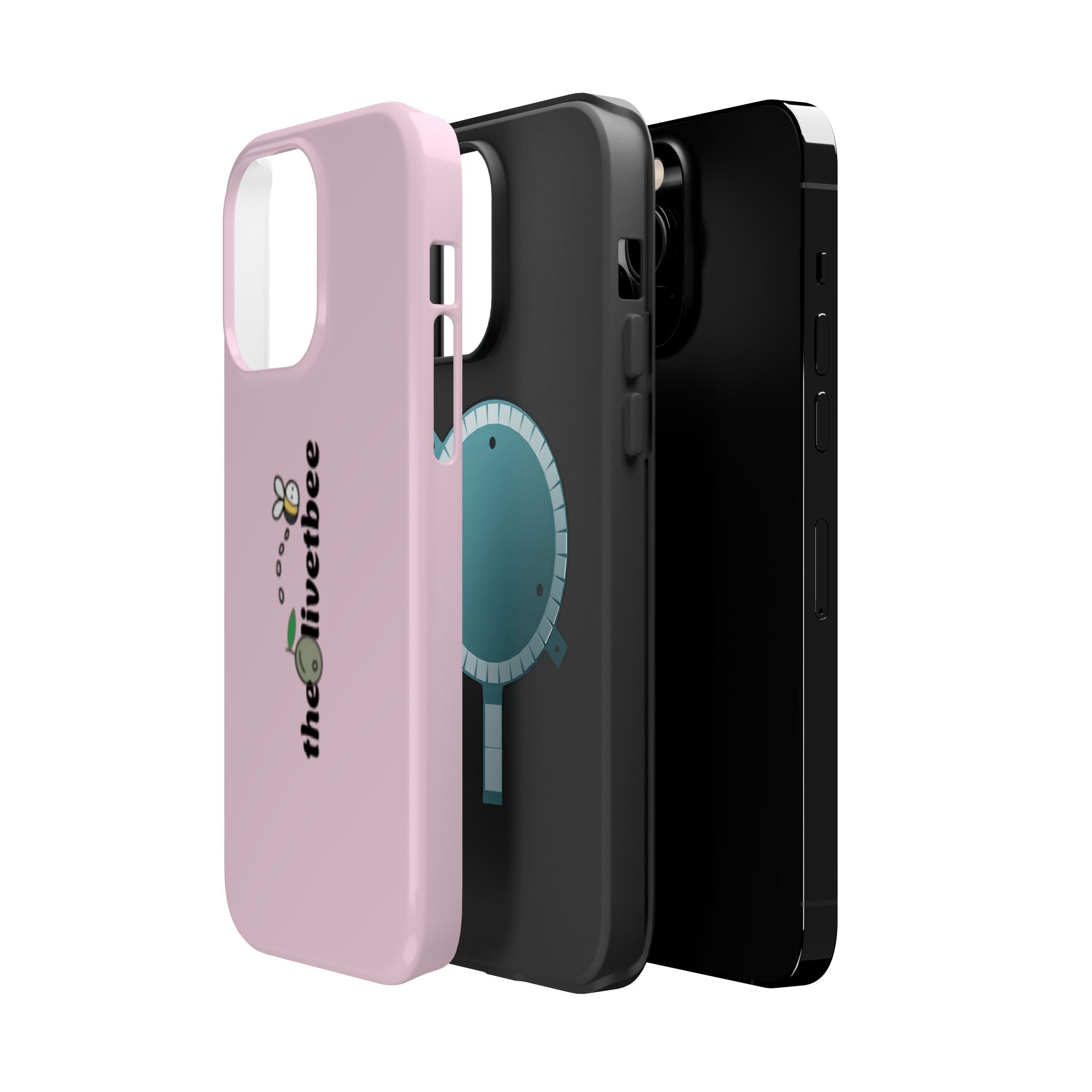 Pink Magnetic Impact-Resistant Phone Case — 'theolivetbee' , Shockproof MagSafe-Compatible Protection