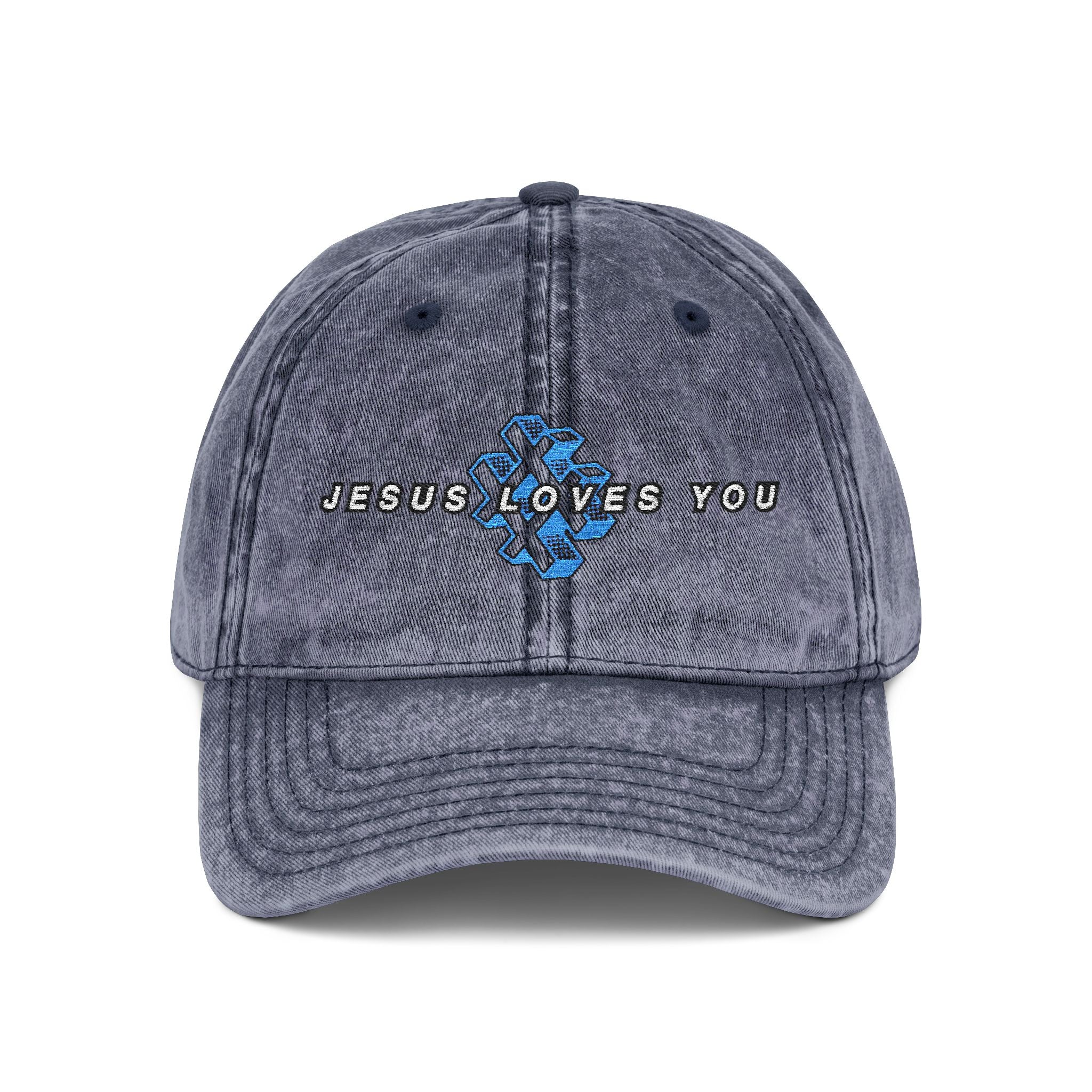'# Jesus Loves You' Embroidered Vintage Cap