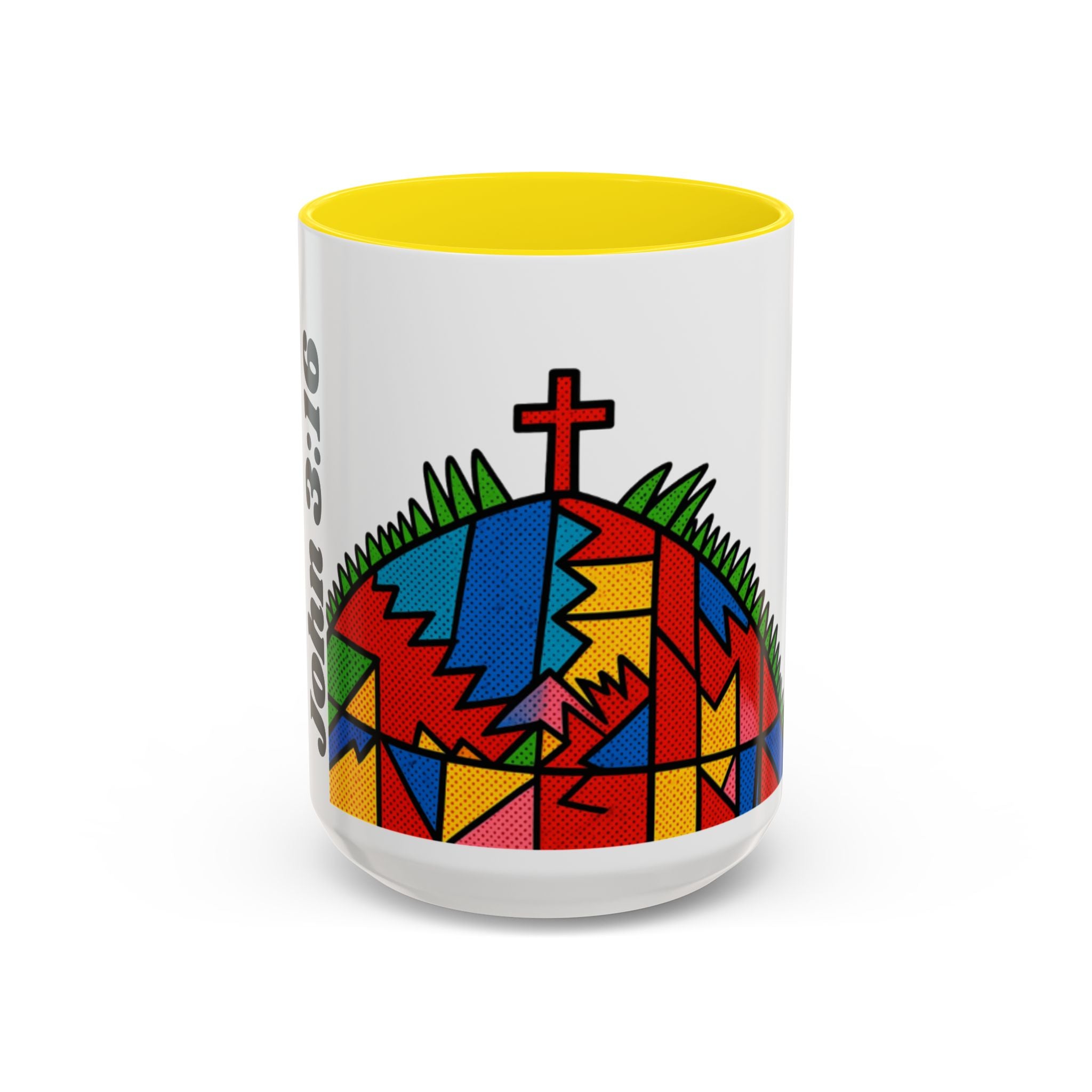 Colorful Christian Cross Accent Coffee Mug — Vibrant Faith Art (11/15oz)